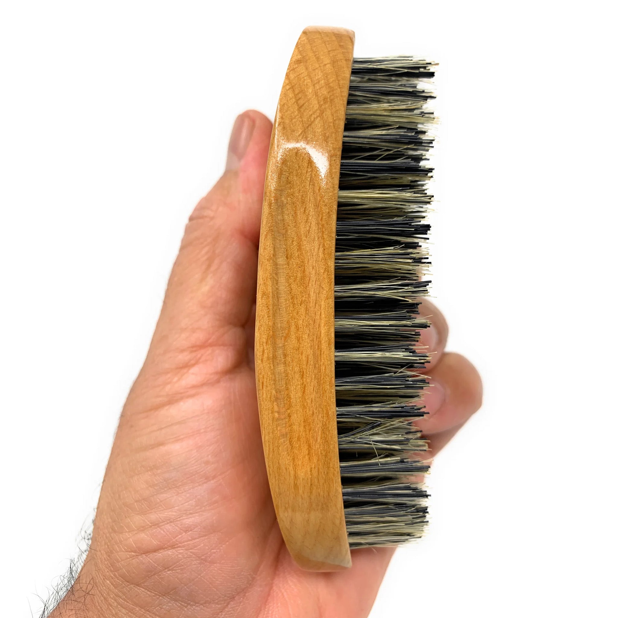 Scalpmaster Club Hair Brush for Waves & Curls - Curved Oval Palm Brush with Boar Bristles & Natural Wood - Perfect for Styling, Detangling & Smoothing Hair at Home or Salon