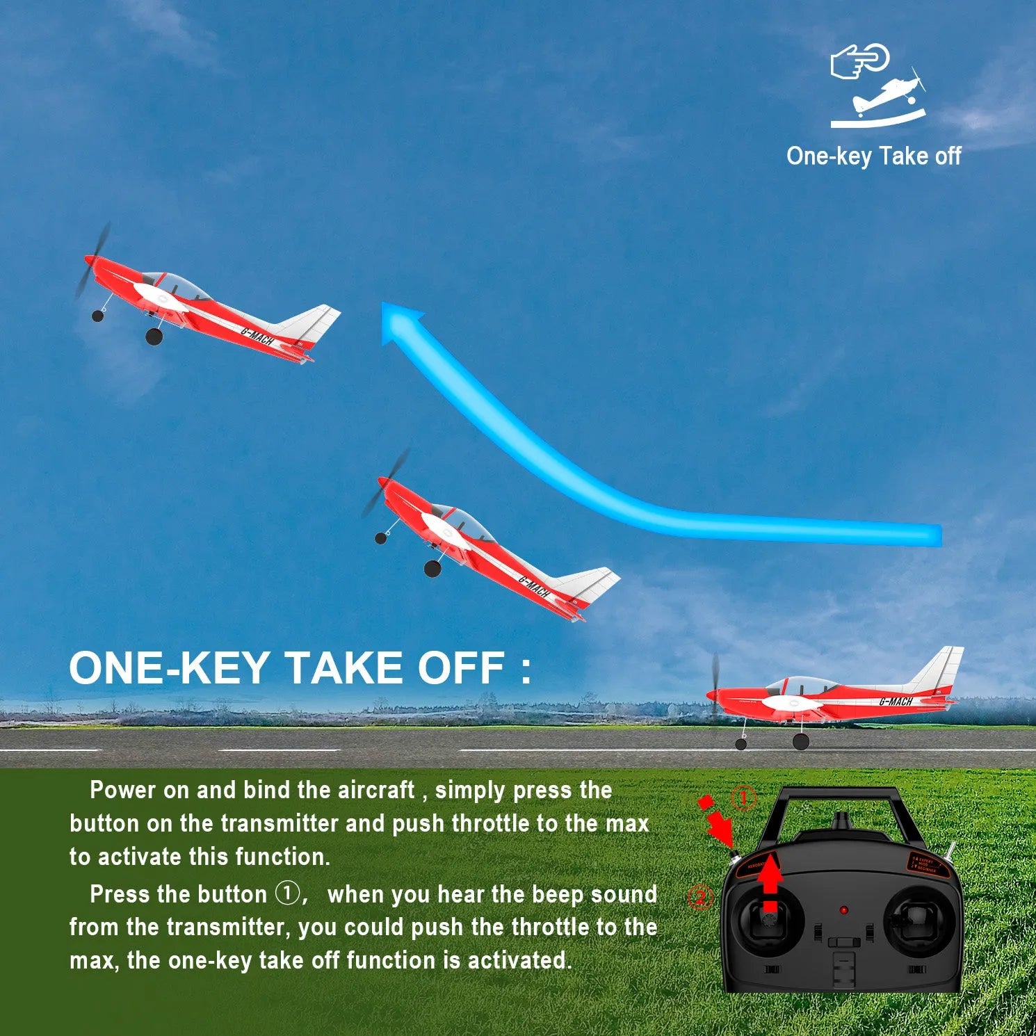 TOP RC HOBBY SF260 Mini Airplane - 450MM Wingspan, 6-Axis Gyro, One-Key Takeoff - Perfect for Beginners & Outdoor RC Flying Enthusiasts
