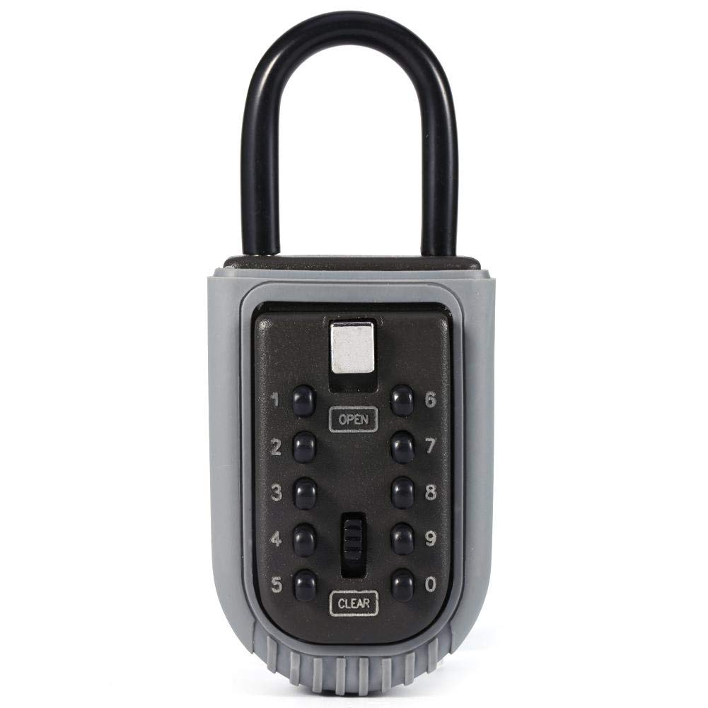 Secure Key Lock Box - 10-Digit Weatherproof & Scratch-Resistant Zinc Padlock for Home, Garage, or Outdoor Use - Portable Hanging Key Safe with Push Button Lock - Ideal for Spare Keys, Vacation Rentals, and Property Management