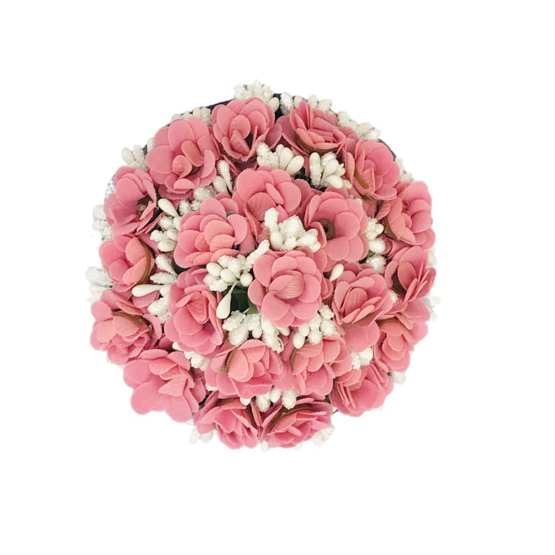 VinshBond Artificial Gajra Hair Accessories for Women - Pink Floral Hair Bun Decor, Pack of 1 - Perfect for Weddings, Parties & Traditional Indian Hairstyles