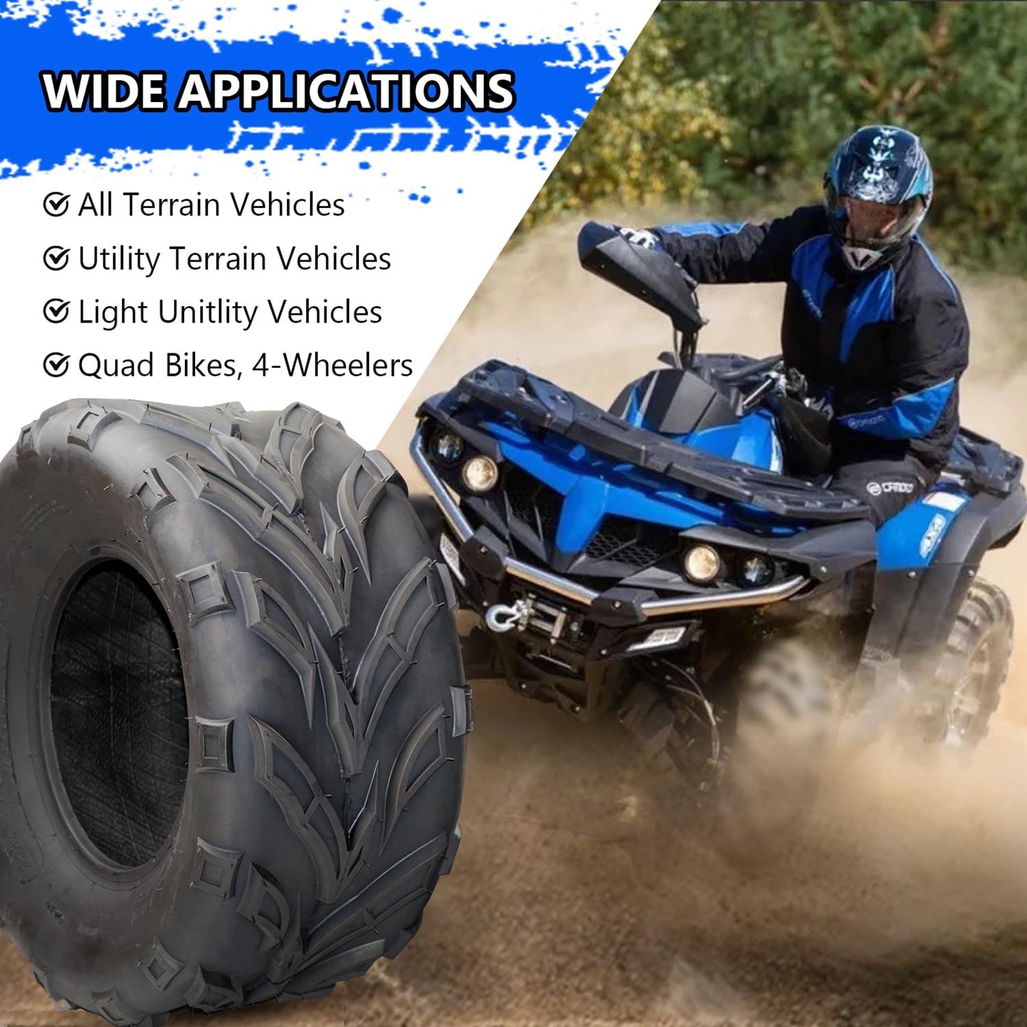 GARVEE 25x8-12 6PR ATV/UTV All Terrain Tires - Set of 2 Tubeless Off-Road Tires for Trail, Sand, Mud & Stream | Compatible with 20x10-10 4PR | Perfect for Off-Road Adventures, Hunting & Farm Work