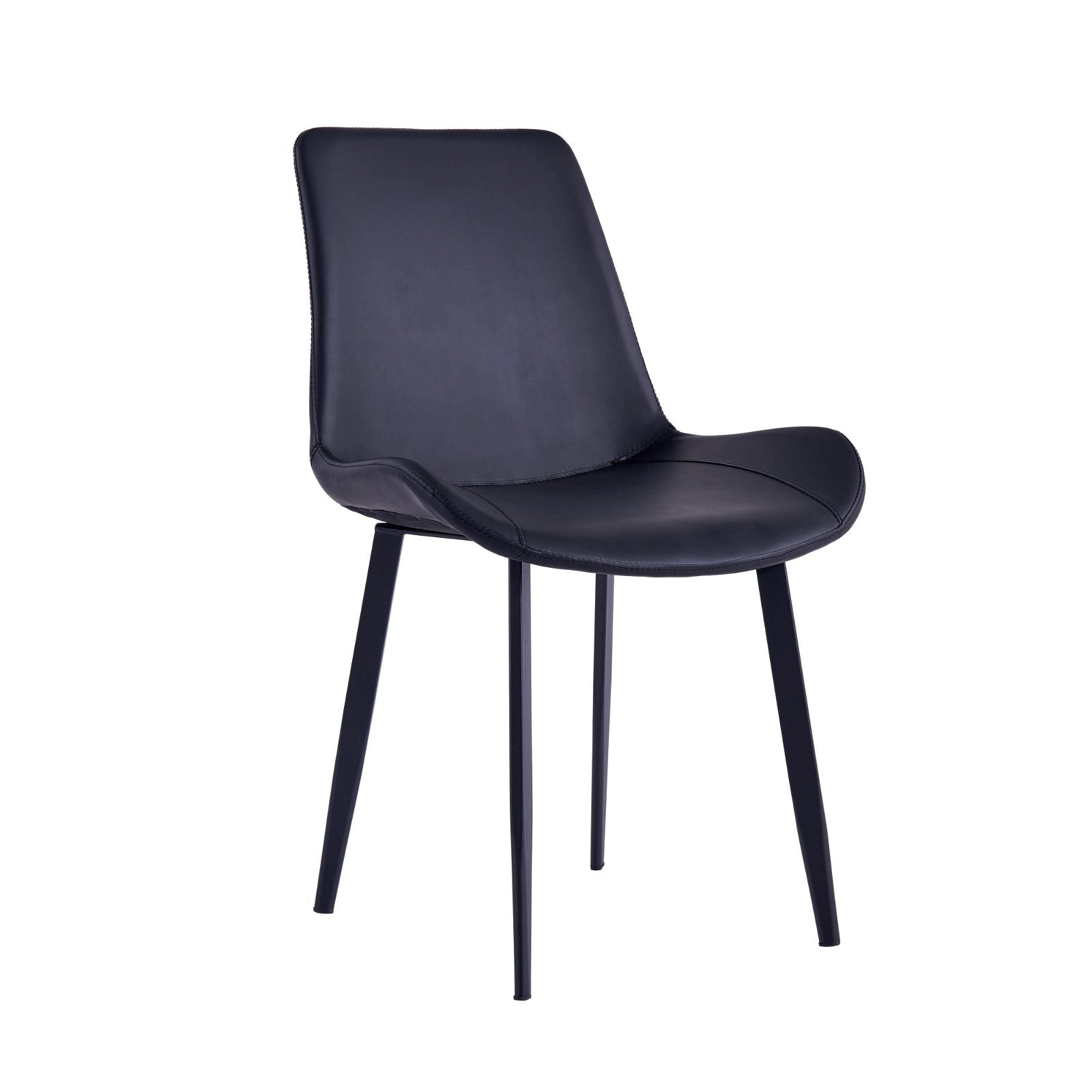 Premium Black PU Seat & Carbon Steel Frame Dining Chairs - Set of 4 Modern Kitchen Chairs for Dining Room, Restaurant, or Cafe - by Criterion™