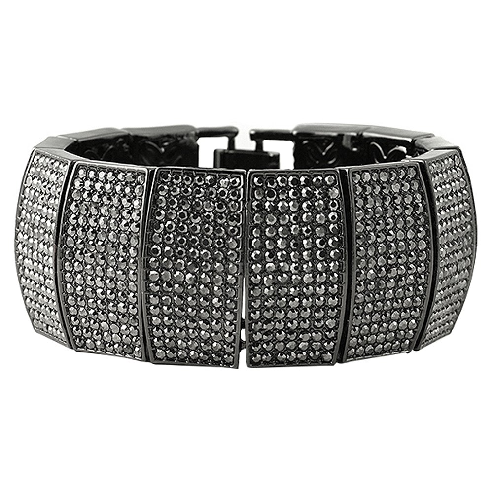 Stylish Bling Bling Wide Link Bracelet for Women - Elegant Black Crystal Chain Bangle | Perfect for Parties, Date Nights & Special Occasions
