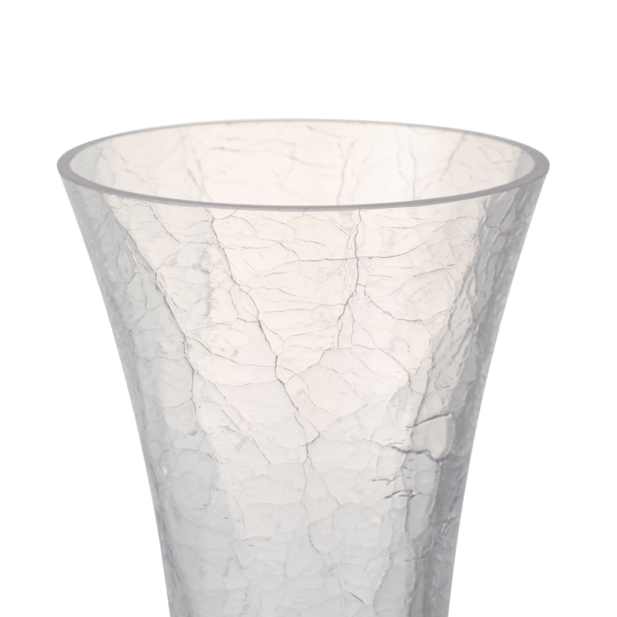 Clear Crackle Glass Flower Vase - Medium Size for Home Decor, Wedding Centerpieces & Tabletop Arrangements