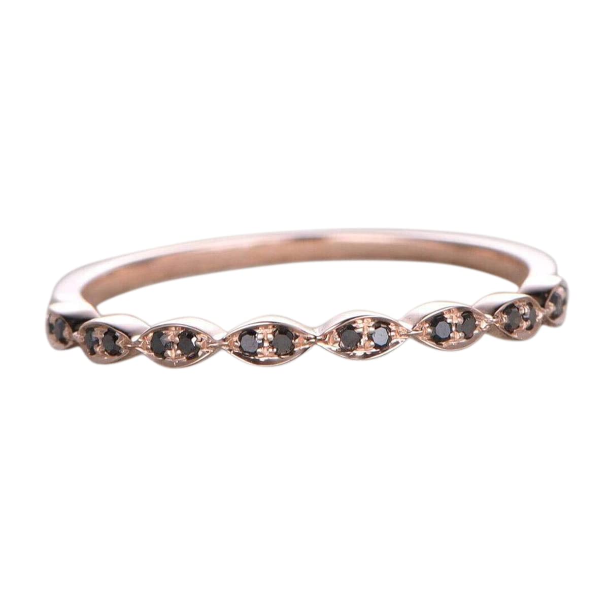 0.25 Carat Art Deco Style Black Diamond Wedding Ring for Women - 18k Gold Plated Engagement Band - Perfect for Bridal, Anniversary & Special Occasion Gifts