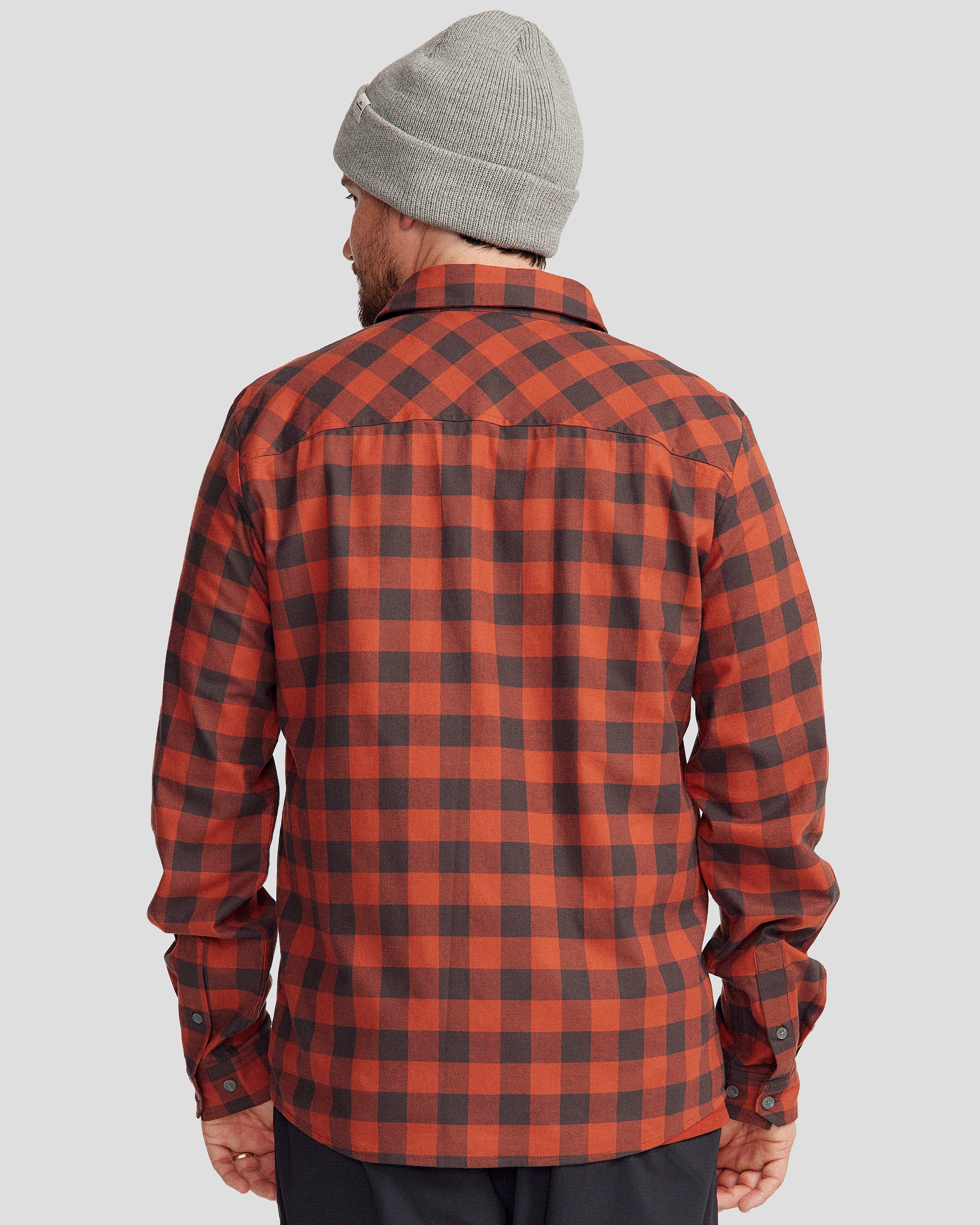 Men's Fyfe Long Sleeve Shirt - Redwood Gingham Plaid Flannel Button Down for Casual Wear & Outdoor Activities