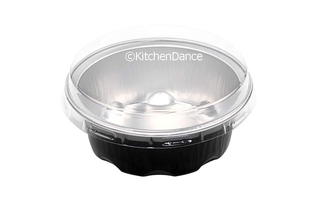 KitchenDance 2oz Disposable Aluminum Fluted Cups with Lids - 1000 Pack (Black) - Perfect for Desserts, Catering & Party Serving