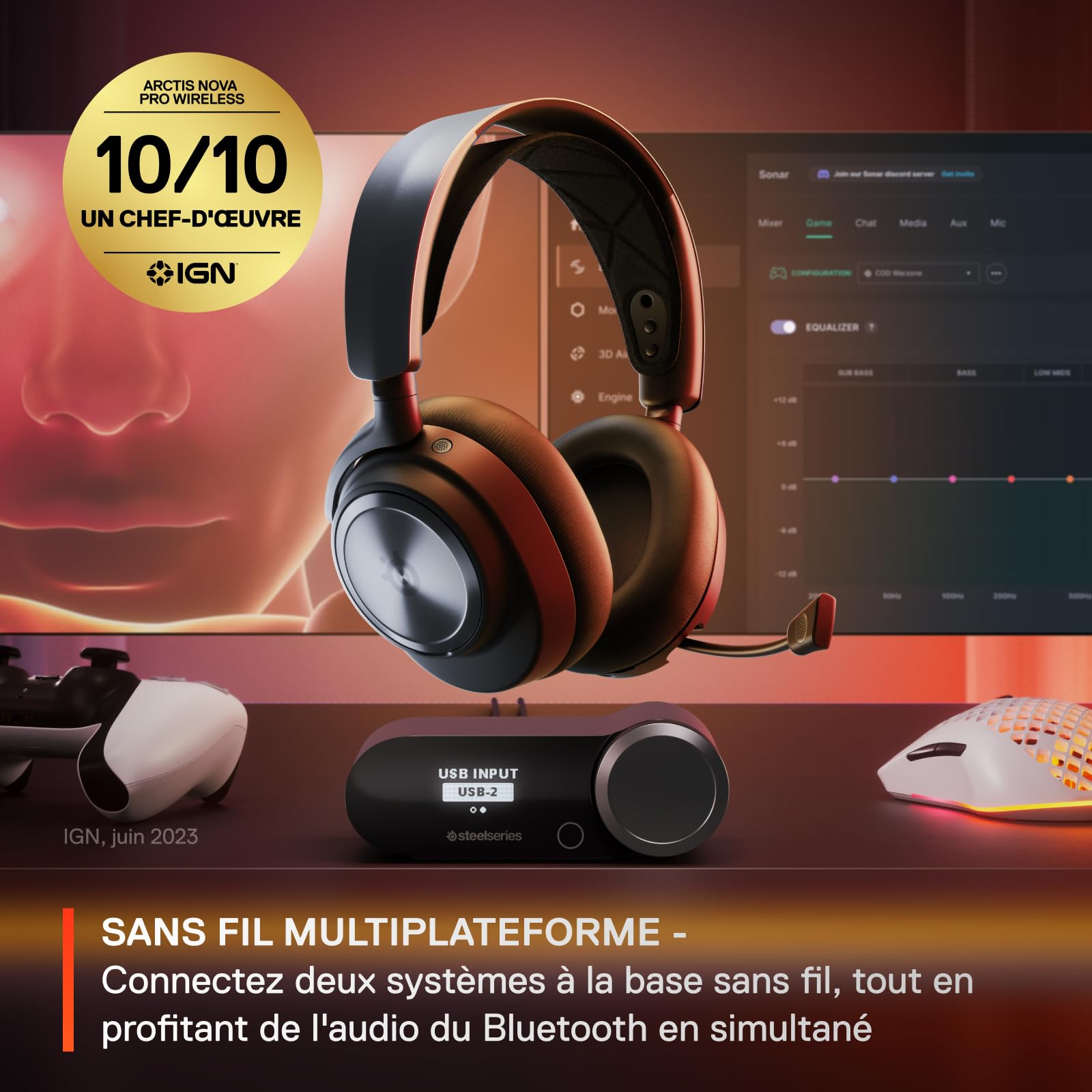 SteelSeries Arctis Nova Pro Wireless Gaming Headset with ANC - Multi-Platform Compatible (PC, PS5, PS4, Switch, Mobile) - Magnetic Neodymium Drivers & ClearCast Gen 2 Mic - Perfect for Competitive Gaming, Streaming, and Long Gaming Sessions