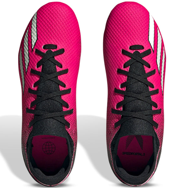 Adidas Jr. X Speedportal.3 Firm Ground Soccer Cleats for Kids - Team Shock Pink/Core Black - Youth Football Shoes for Artificial Grass & Turf - Perfect for Training & Matches