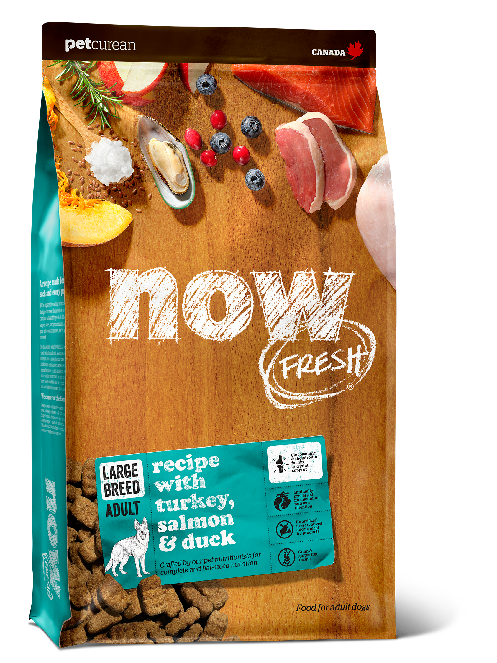 Petcurean Now Fresh Grain-Free Dry Dog Food for Large Breed Adults - High Protein, Natural Ingredients for Healthy Joints & Digestion - Ideal for Active Dogs & Daily Feeding