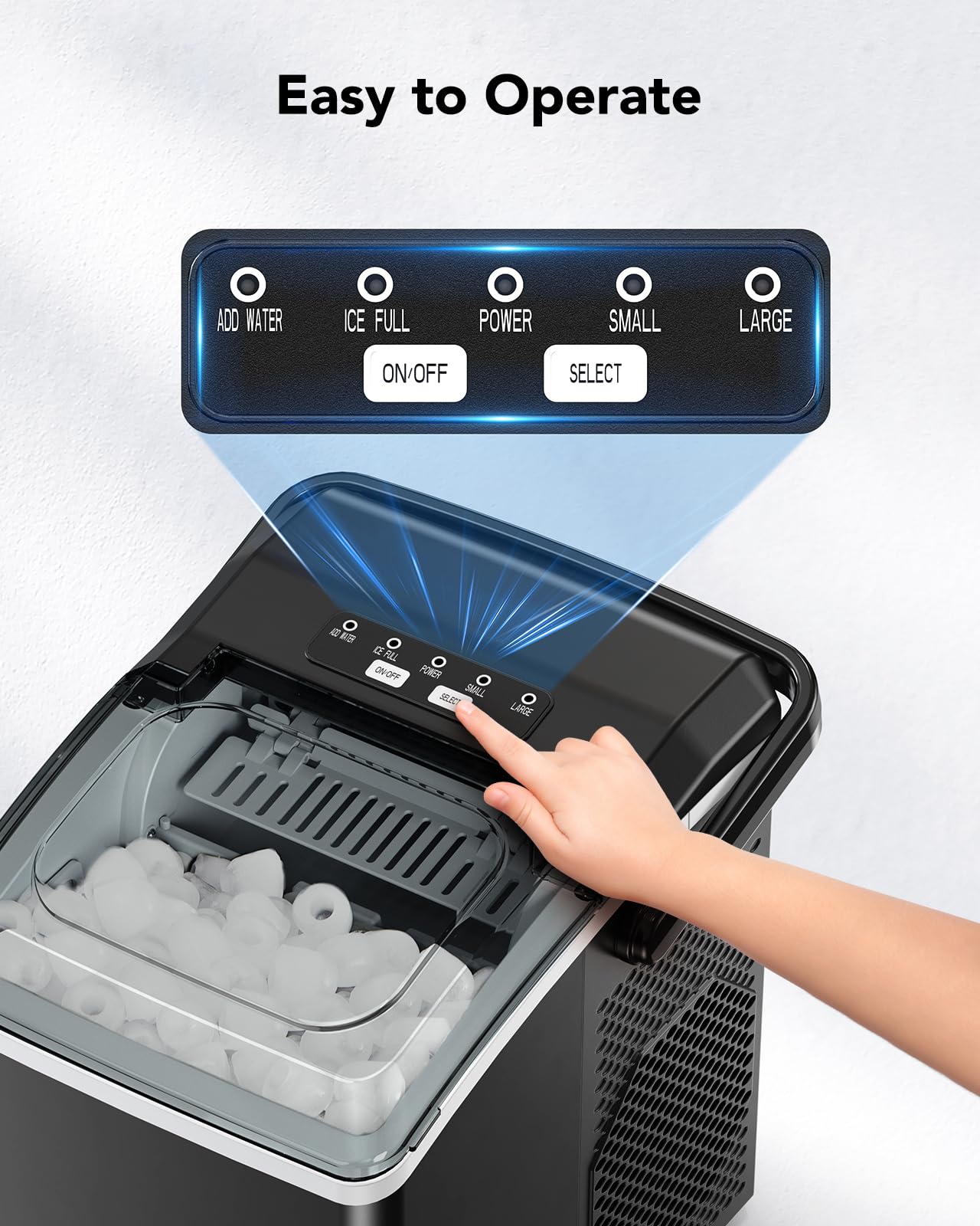 Fast 6-Minute Ice Maker Machine - 9 Bullet Ice, 26 Lbs/24 Hrs, Portable Countertop Ice Maker with Self-Cleaning Function - Perfect for Home, Kitchen, Party, RV & Office - Compact Size 11.65