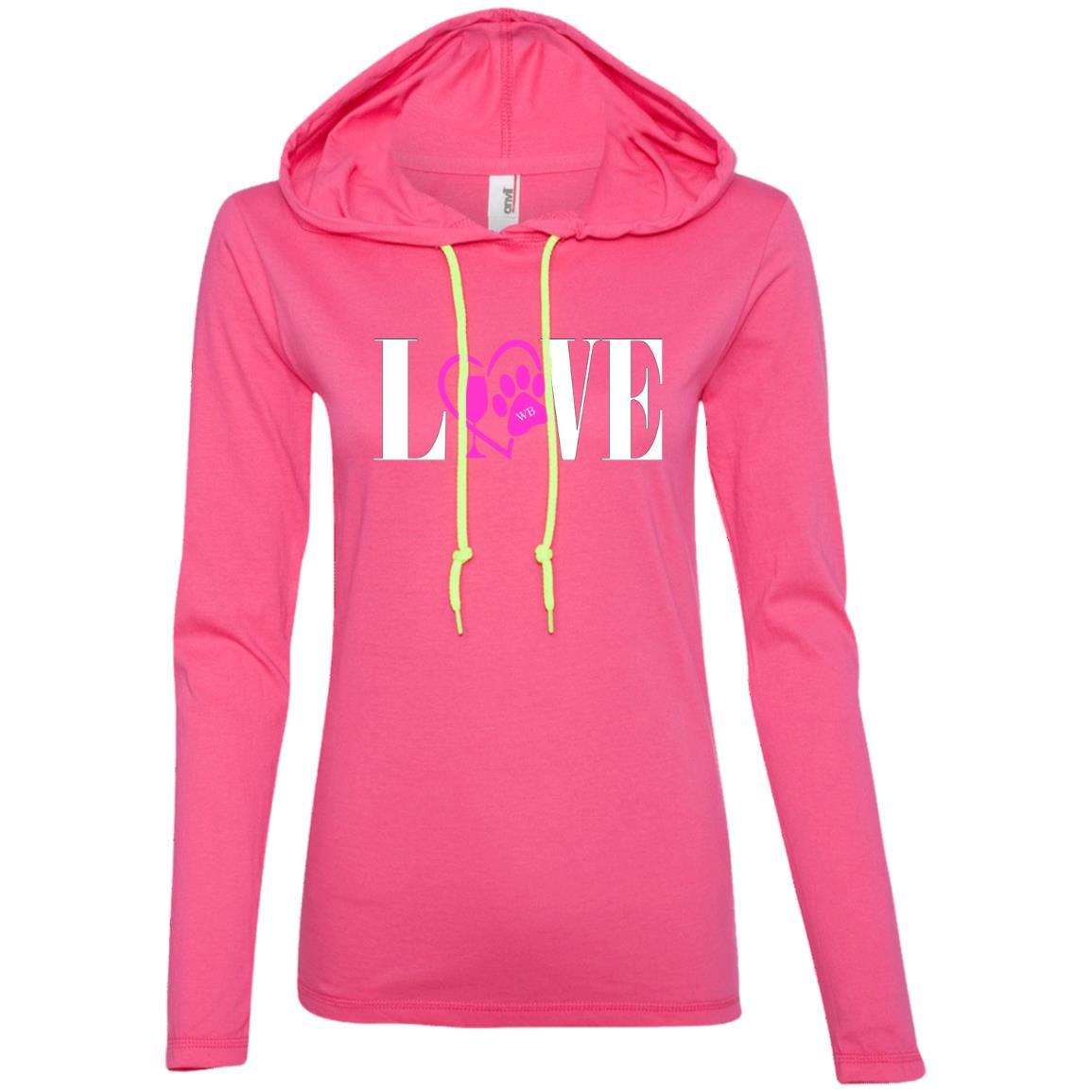 WineyBitches.co Love Paw Collection - Women's Long Sleeve T-Shirt & Hoodie with White Lettering | Perfect for Casual Wear, Pet Lovers & Wine Enthusiasts