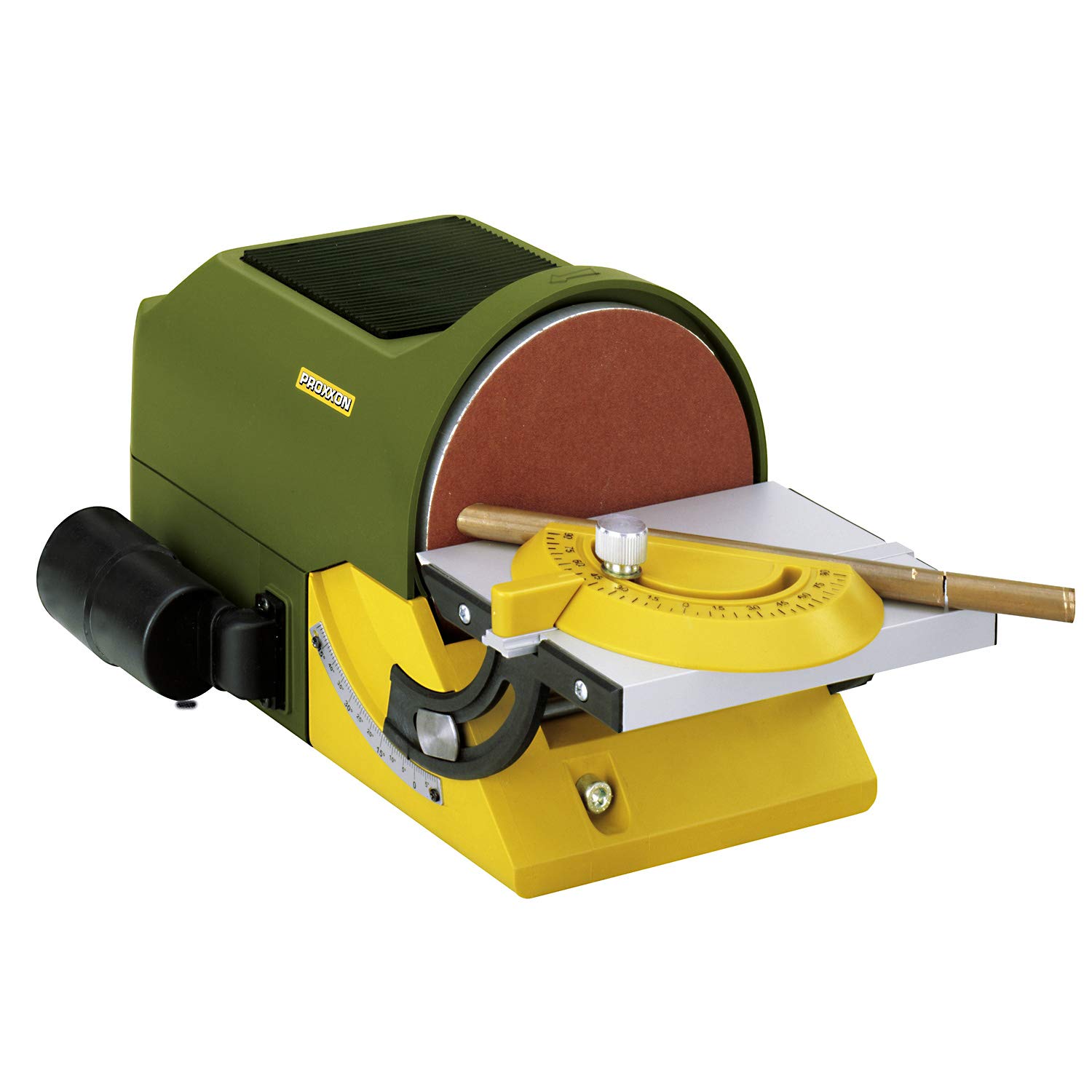 PROXXON TG 125/E Disk Sander - 120W Electric Bench Sander with Dust Extraction | Perfect for Woodworking, Metal Polishing & DIY Projects | Green Power Tool (Model 37060)