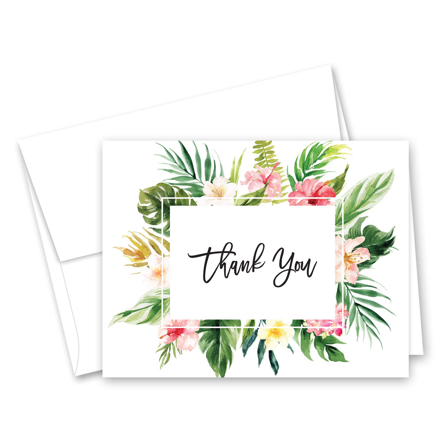 50-Pack Tropical Floral Thank You Cards with Envelopes | Elegant Stationery for Weddings, Baby Showers & Appreciation Gifts | InvitationHouse