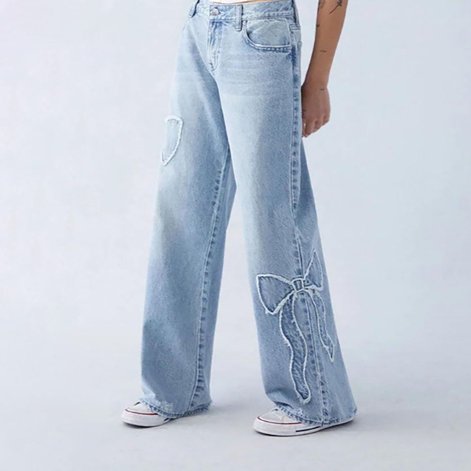 Low Waist Baggy Jeans for Women - Wide Leg Boyfriend Style for Casual Outfits