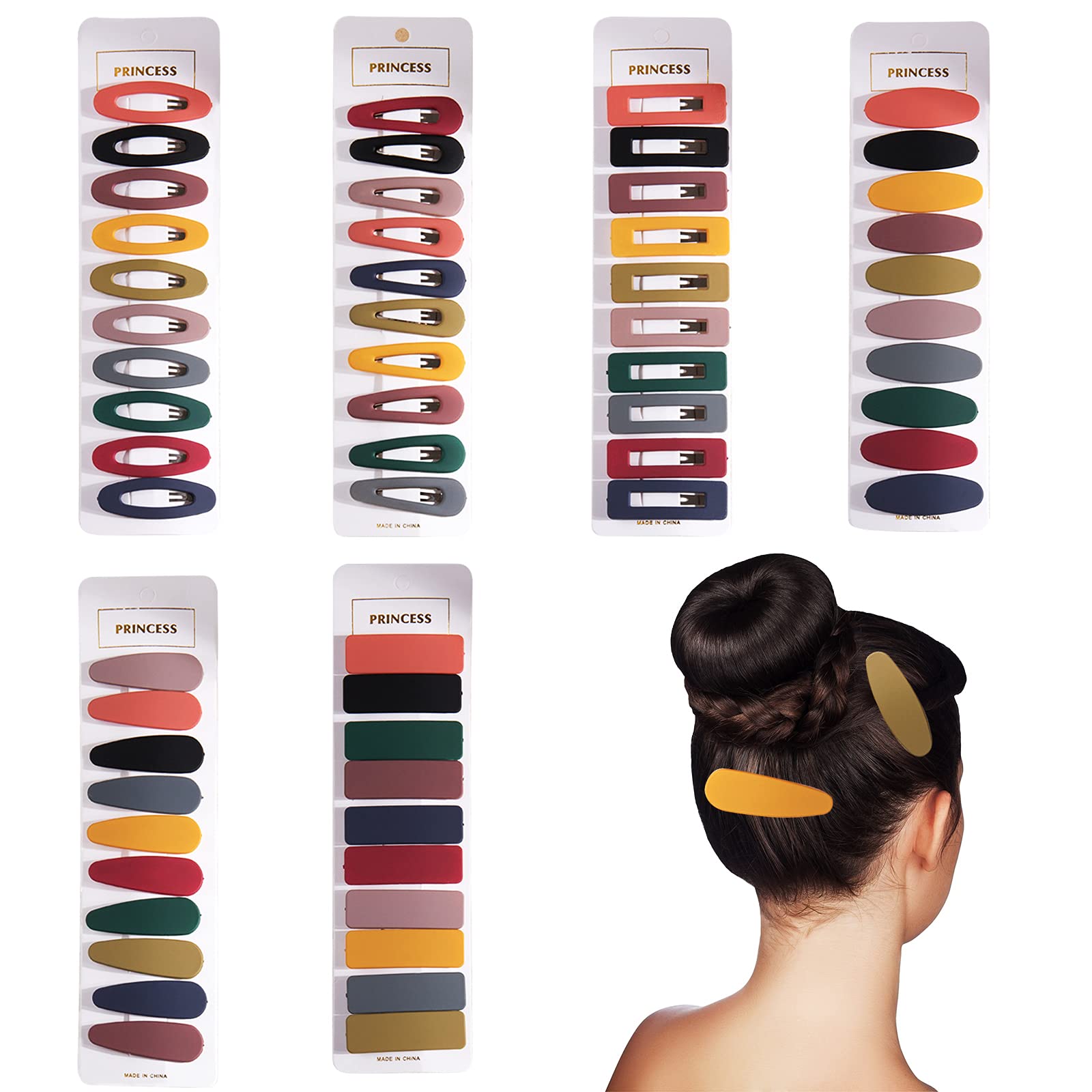 60 Pcs Matte Frosted Acrylic Snap Hair Clips for Women & Girls - Solid Color Hair Barrettes, Fashion Hairpins for Kids & Teens - Perfect for School, Parties & Daily Styling