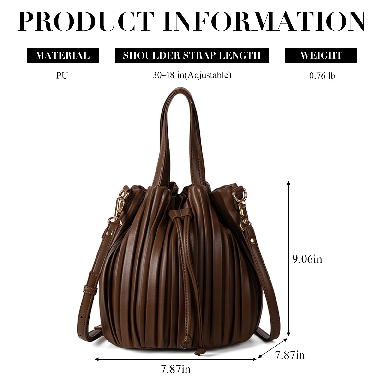 Women's Mini Leather Bucket Bag - Crossbody Drawstring Purse for Daily Use