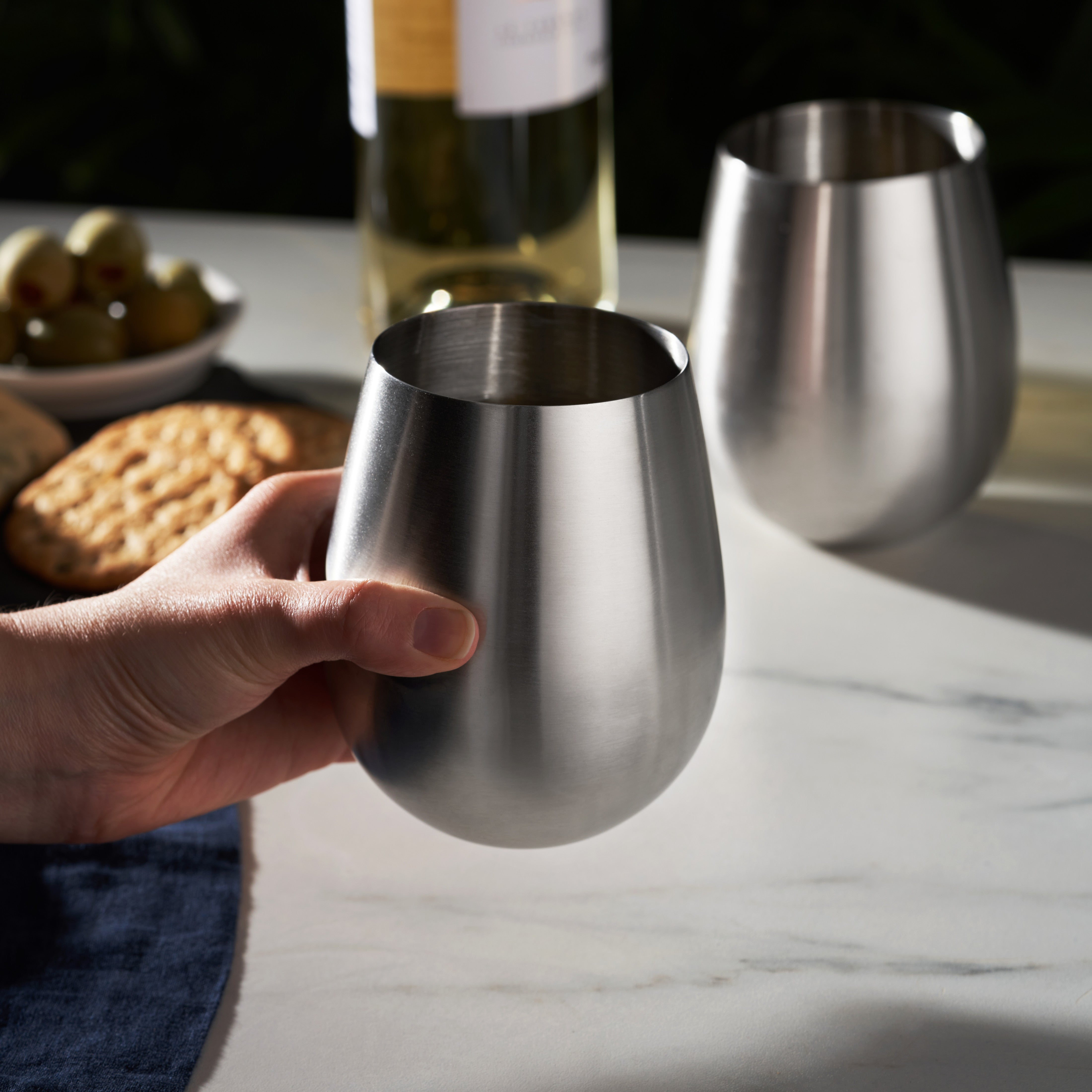 Premium Stainless Steel Wine Tumblers Set of 2 - Insulated Double-Walled Cups for Red & White Wine - Perfect for Outdoor Picnics, Parties & Travel