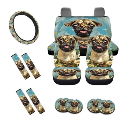 Pug Dog Butterfly Daisy