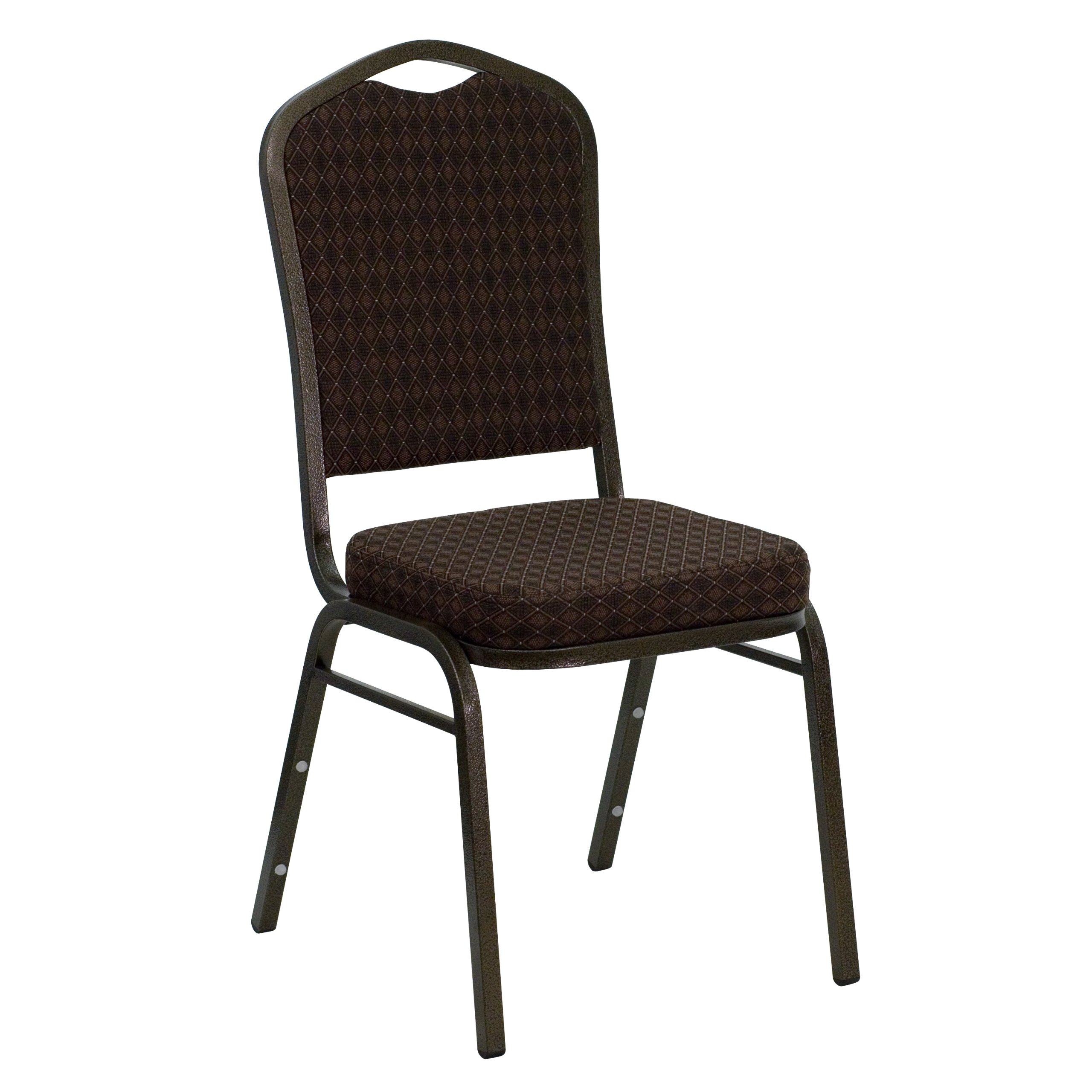 EMMA + OLIVER Crown Back Banquet Chair - Brown Patterned Fabric with Gold Vein Frame - Elegant Dining Room & Wedding Event Seating