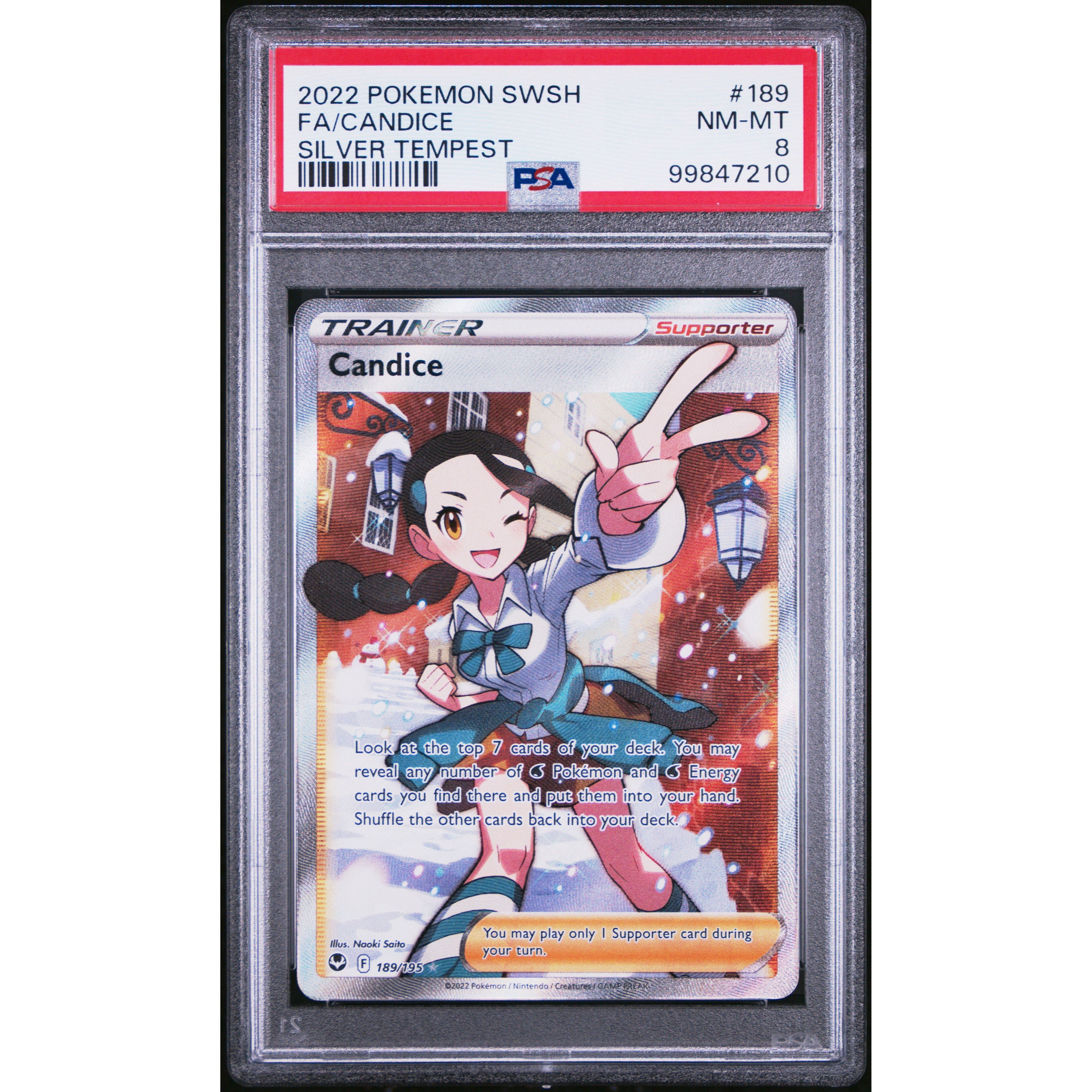 2022 Pokemon Silver Tempest Candice 189/195 PSA 8 Graded Card - Perfect for Collectors, Gaming & Investment