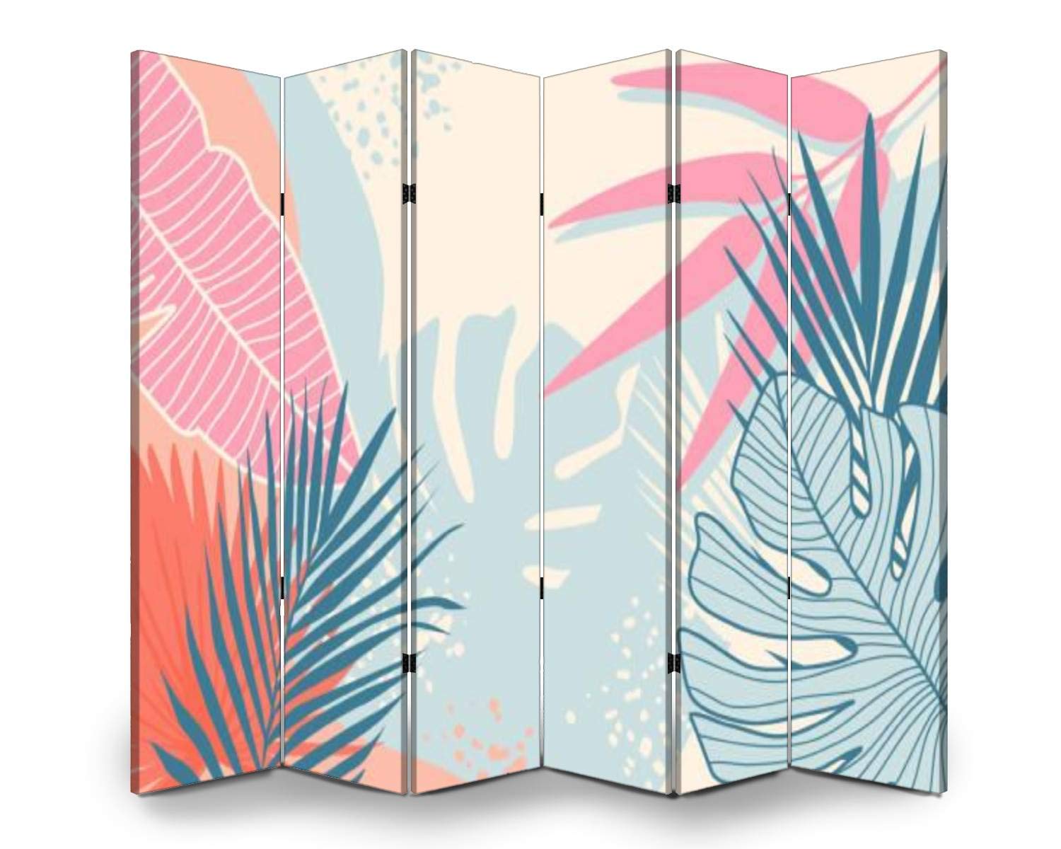 6-Panel Folding Room Divider Screen - Modern Tropical Jungle Plants Design for Indoor/Outdoor Privacy Protection | Perfect for Home Office, Bedroom Partition, Event Backdrop & Garden Decoration