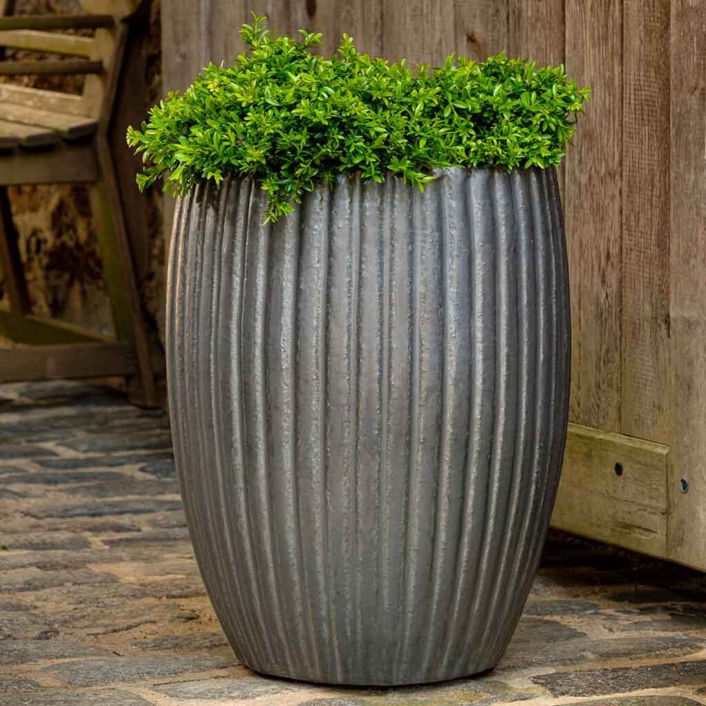 Campania International Riva Planter Set of 2 - Modern Graphite Outdoor Garden Planters for Patio, Balcony & Home Decor
