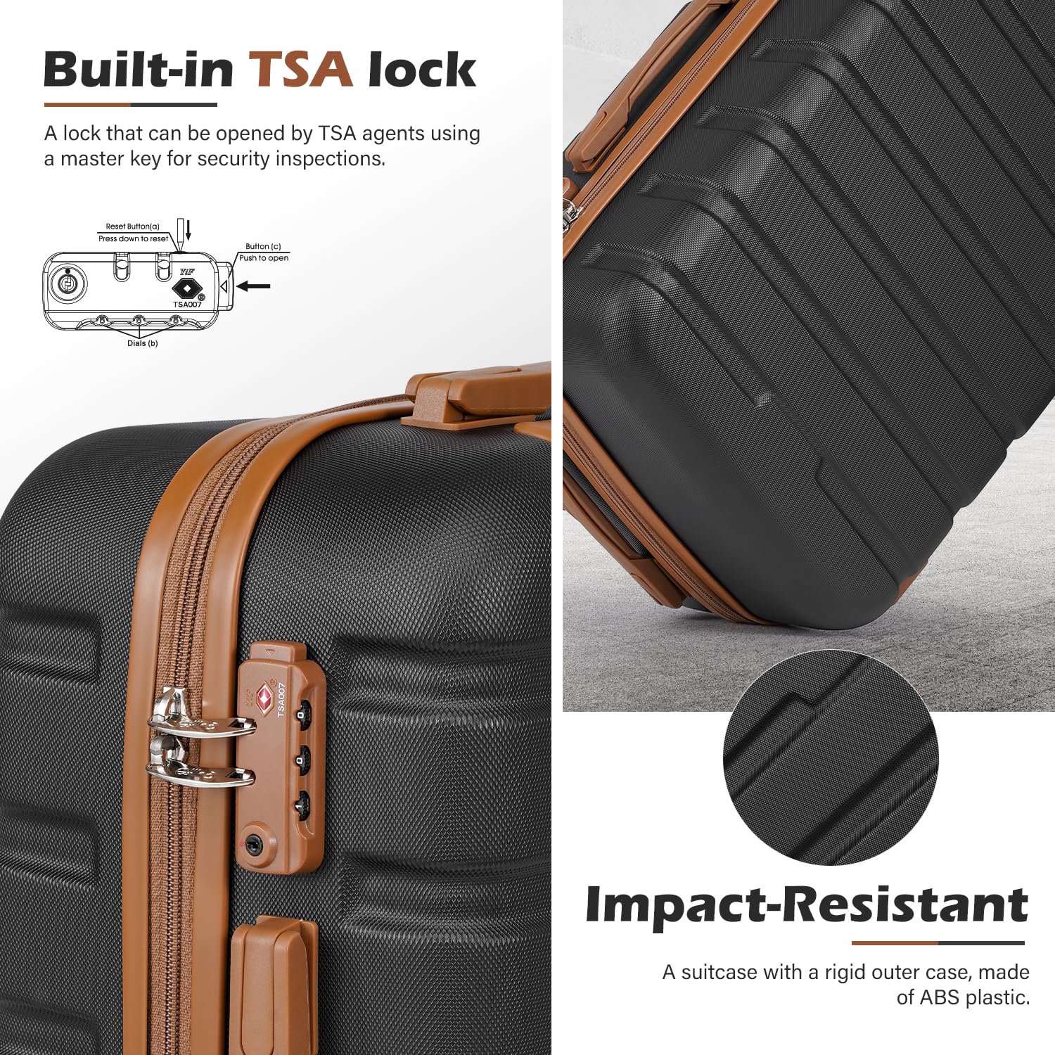 Coolife 4-Piece Lightweight Hardshell Luggage Set with Spinner Wheels & TSA Lock - Sky Blue (Perfect for Family Travel, Vacations & Business Trips)