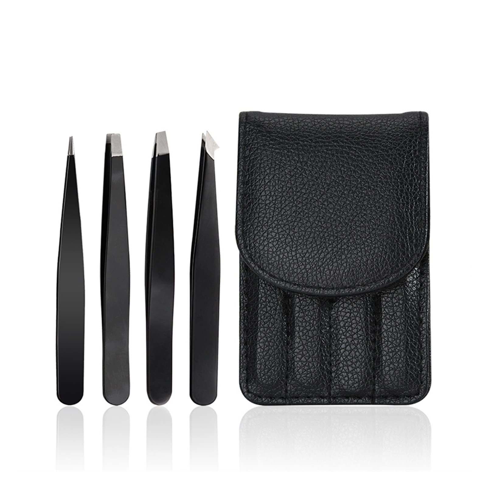 4Pcs Professional Eyebrow Tweezers Set - Stainless Steel Hair Removal Tweezers & Makeup Tools for Precise Grooming - Perfect for Eyebrow Shaping, Facial Hair Removal & Beauty Salon Use