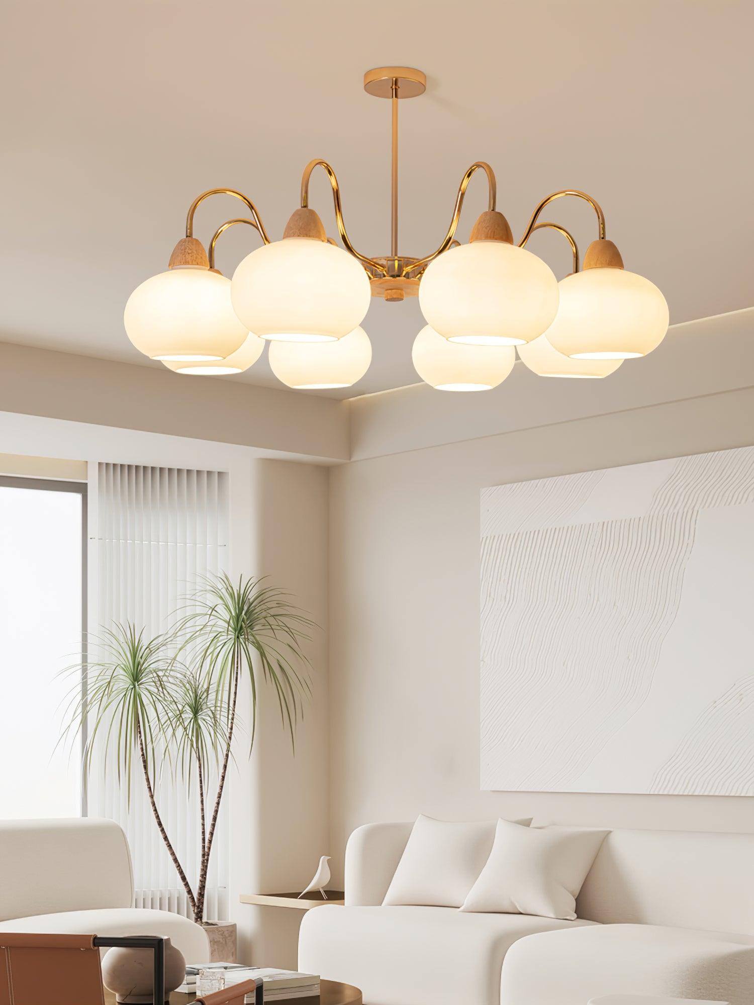Elegant Glass Persimmon Chandelier - Modern Crystal Ceiling Light Fixture for Dining Room, Living Room & Bedroom Decor