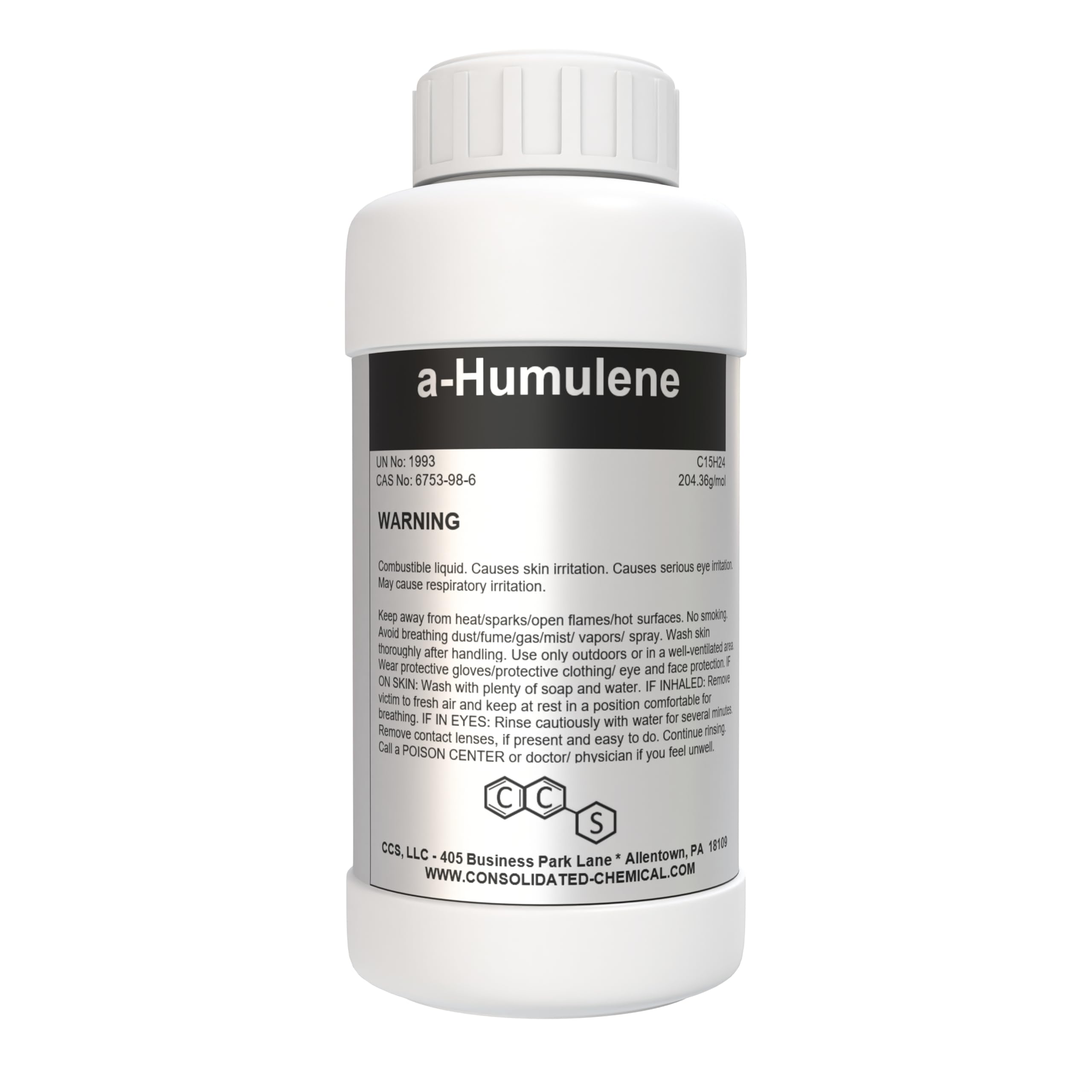 Premium Alpha Humulene 98% Purity - 1000ml (32 Fl Oz) Aromatic Compound in Tamper-Evident Bottle for Aromatherapy, Perfumery & CBD Products | Lab-Grade Terpene for Essential Oils, Candles & DIY Fragrances