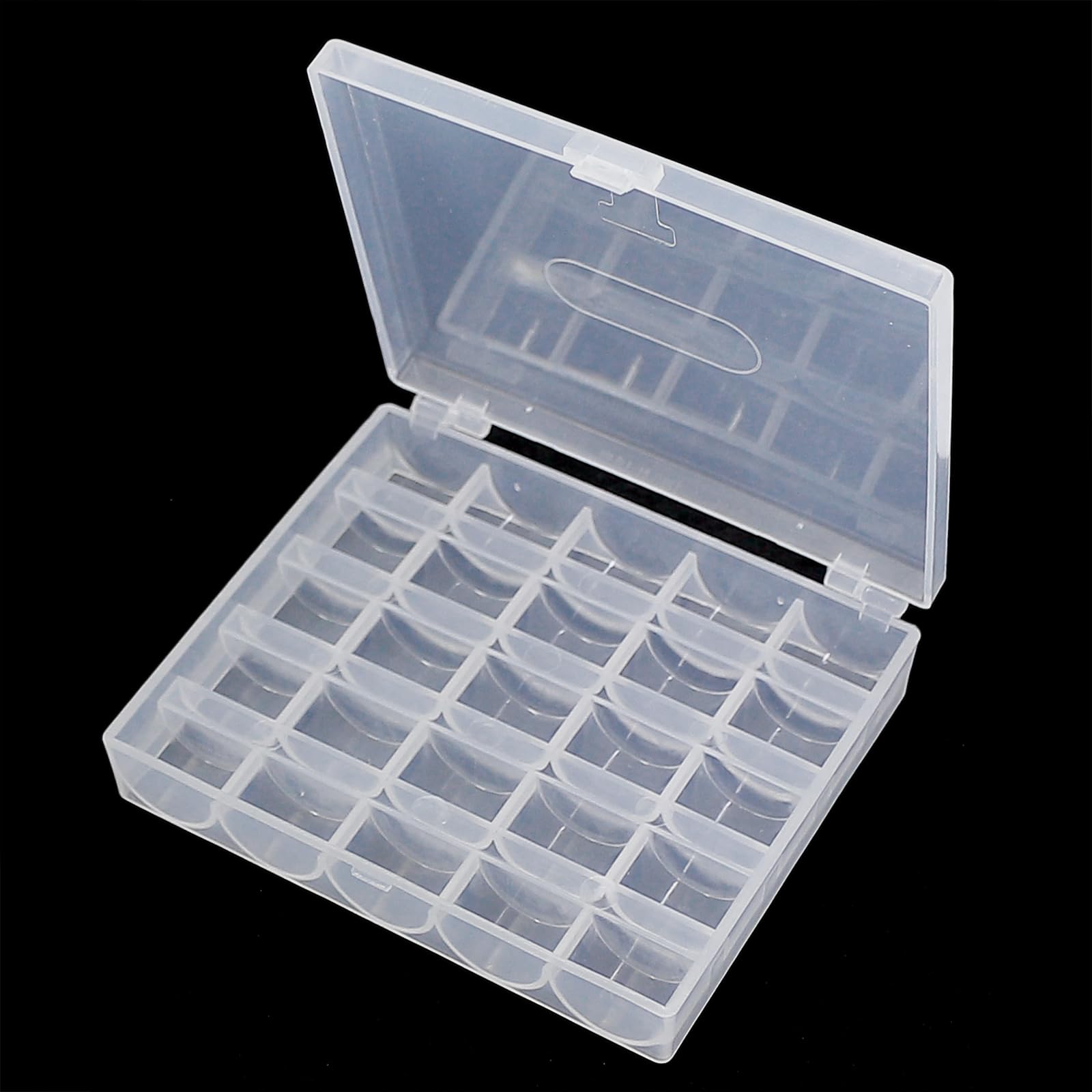 YEQIN 25-Slot Transparent Bobbin Organizer Box - Plastic Storage Case for Sewing Machine Bobbins & Spools - Perfect for Sewing, Quilting & Craft Organization (1Pcs)