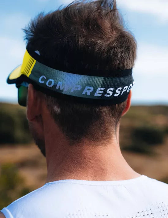 Compressport Unisex Ultralight Running Visor - Yellow & Black | Breathable Sun Protection for Outdoor Sports & Hiking