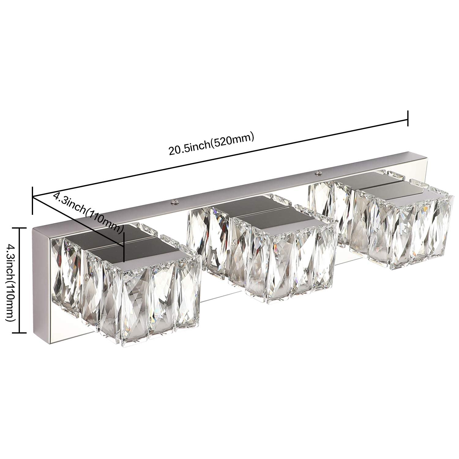 ZUZITO Modern LED Vanity Light Bar - Brushed Nickel Bathroom Lighting with Chrome Crystal Accents for Mirror, Makeup Area & Spa-Style Decor