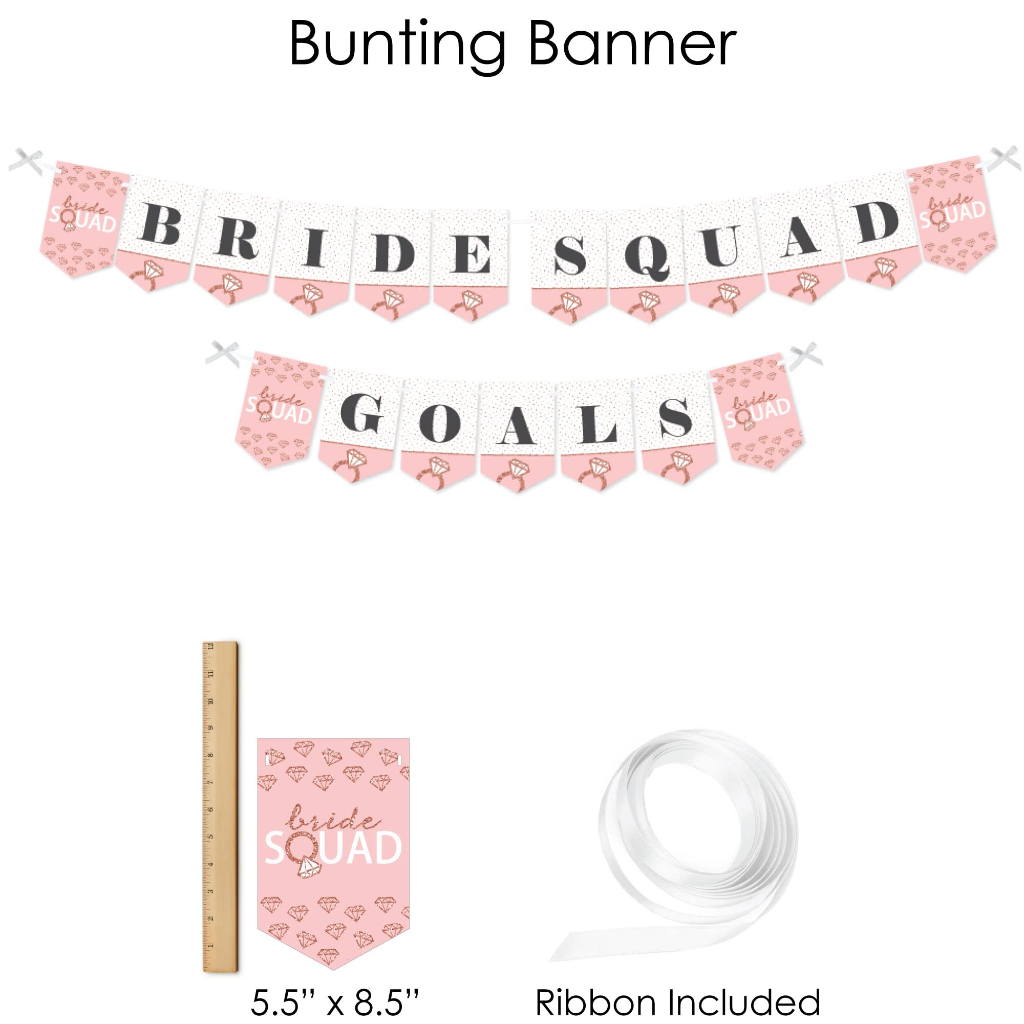 Rose Gold Bridal Shower Decorations - Bride Squad Banner & Party Supplies Kit for Bachelorette Parties, Weddings & Bridal Showers - Big Dot of Happiness Fundle Bundle
