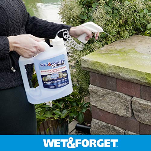 Wet & Forget Outdoor Multi-Surface Cleaner - Moss, Mold, Mildew & Algae Stain Remover | Ready-to-Use 64oz (4-Pack) | Perfect for Driveways, Patios, Roofs & Fences