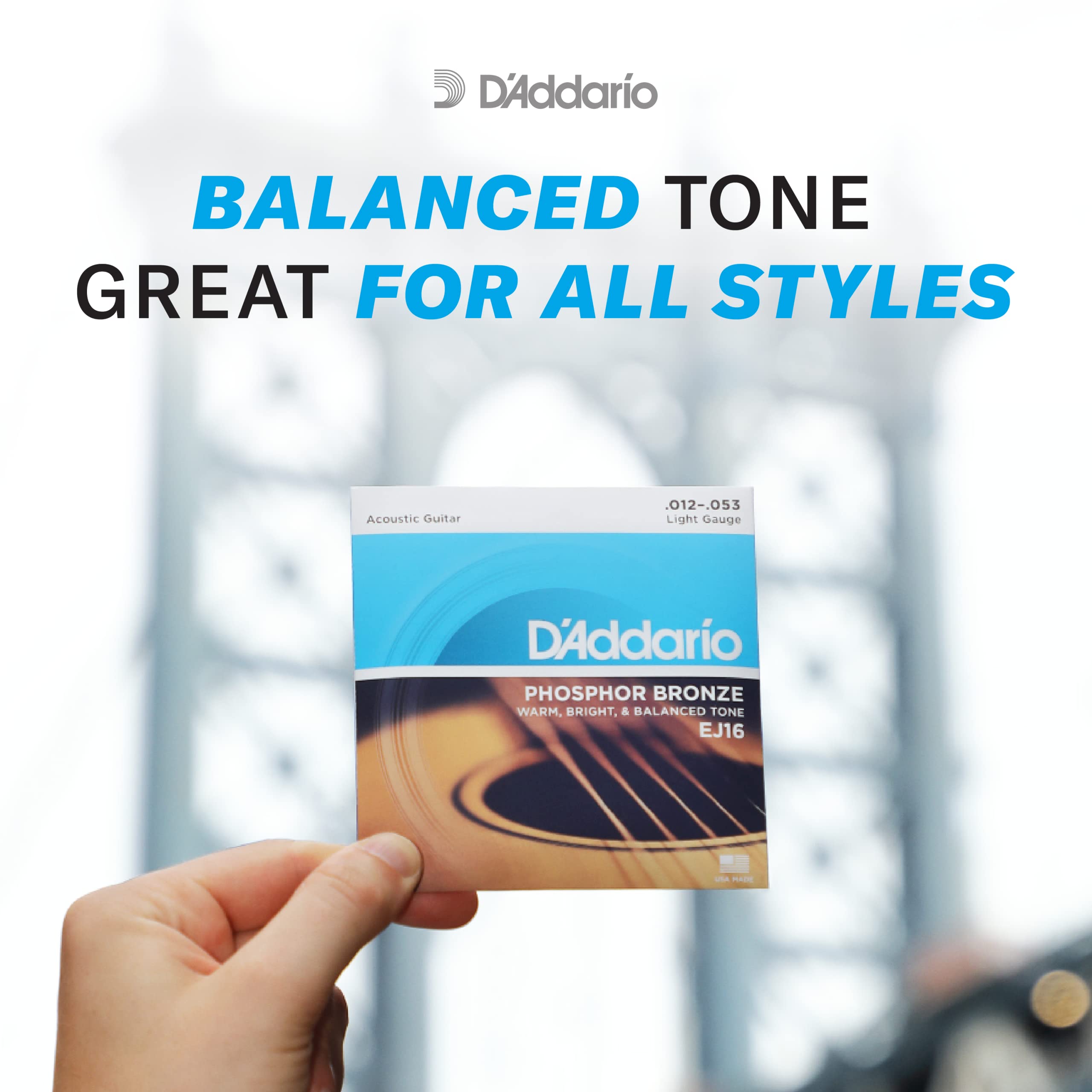 D'Addario EJ38H Phosphor Bronze Acoustic Guitar Strings - 10-27 High Strung/Nashville Tuning for 6-String Guitars - Rich Full Tonal Spectrum - Perfect for Studio Recording & Live Performances
