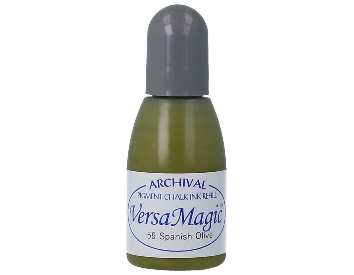 Tsukineko 20cc VersaMagic Chalk-Finish Ink Pad - Spanish Olive | Acid-Free, Quick-Drying Craft Ink for Scrapbooking, Card Making & DIY Projects