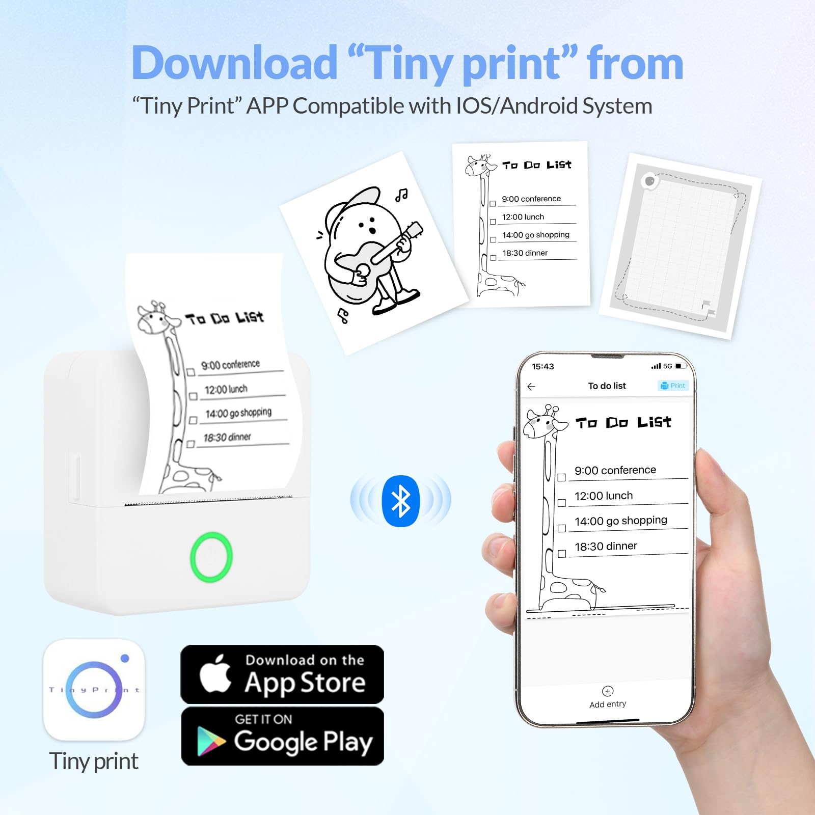 MAFITI Portable Thermal Pocket Printer - Inkless Bluetooth Mini Wireless Sticker Label Maker for Scrapbooking, Journaling & Organization | Includes 1 Roll Thermal Paper | Perfect for DIY Crafts, Home Office & School Projects