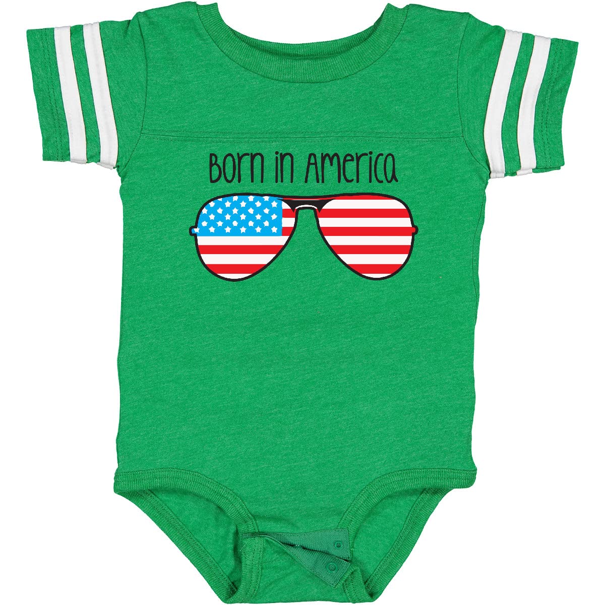 Inktastic Born in America Baby Bodysuit - Patriotic Onesie for Newborns & Infants - Perfect for 4th of July, Memorial Day & Family Photos