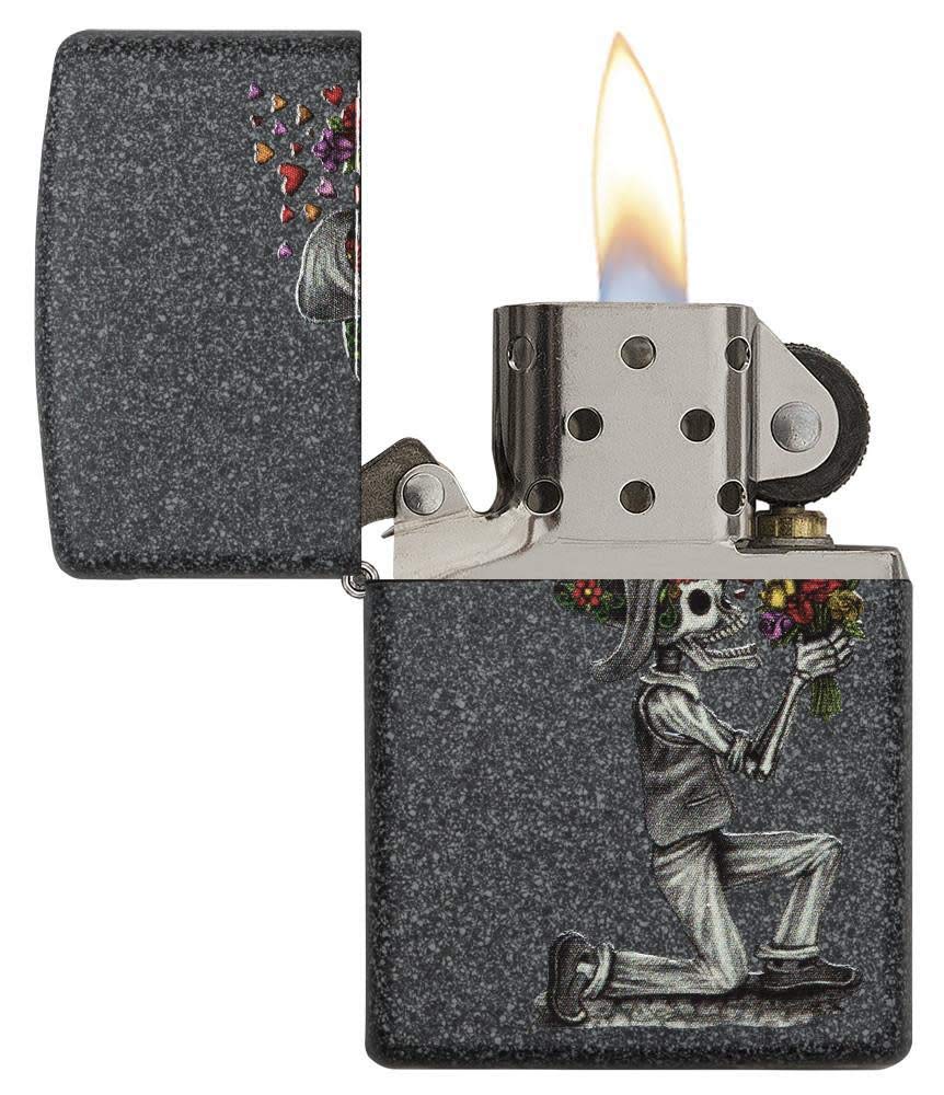 Zippo Skeleton Flowers Iron Stone Pocket Lighter Gift Set - Perfect for Outdoor Camping, Hiking, and Everyday Carry (EDC)