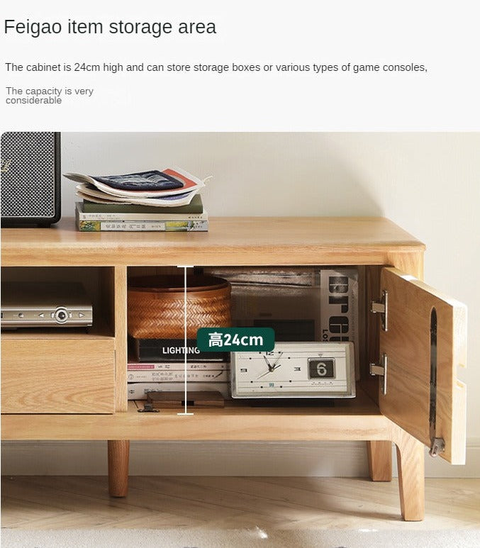 Solid Oak Wood TV Stand for Living Room - Modern Entertainment Center with Storage Shelves, Perfect for TVs up to 65 inches - Durable & Stylish Furniture for Home Theater Setup