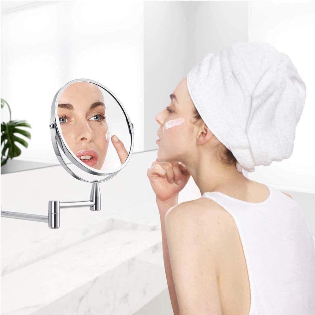 8 Inch Round Wall Mounted Makeup Mirror with 3X Magnification - Double Sided Vanity Mirror, 360° Rotation for Perfect Makeup, Shaving & Facial Care | Ideal for Bathroom, Bedroom & Dressing Room