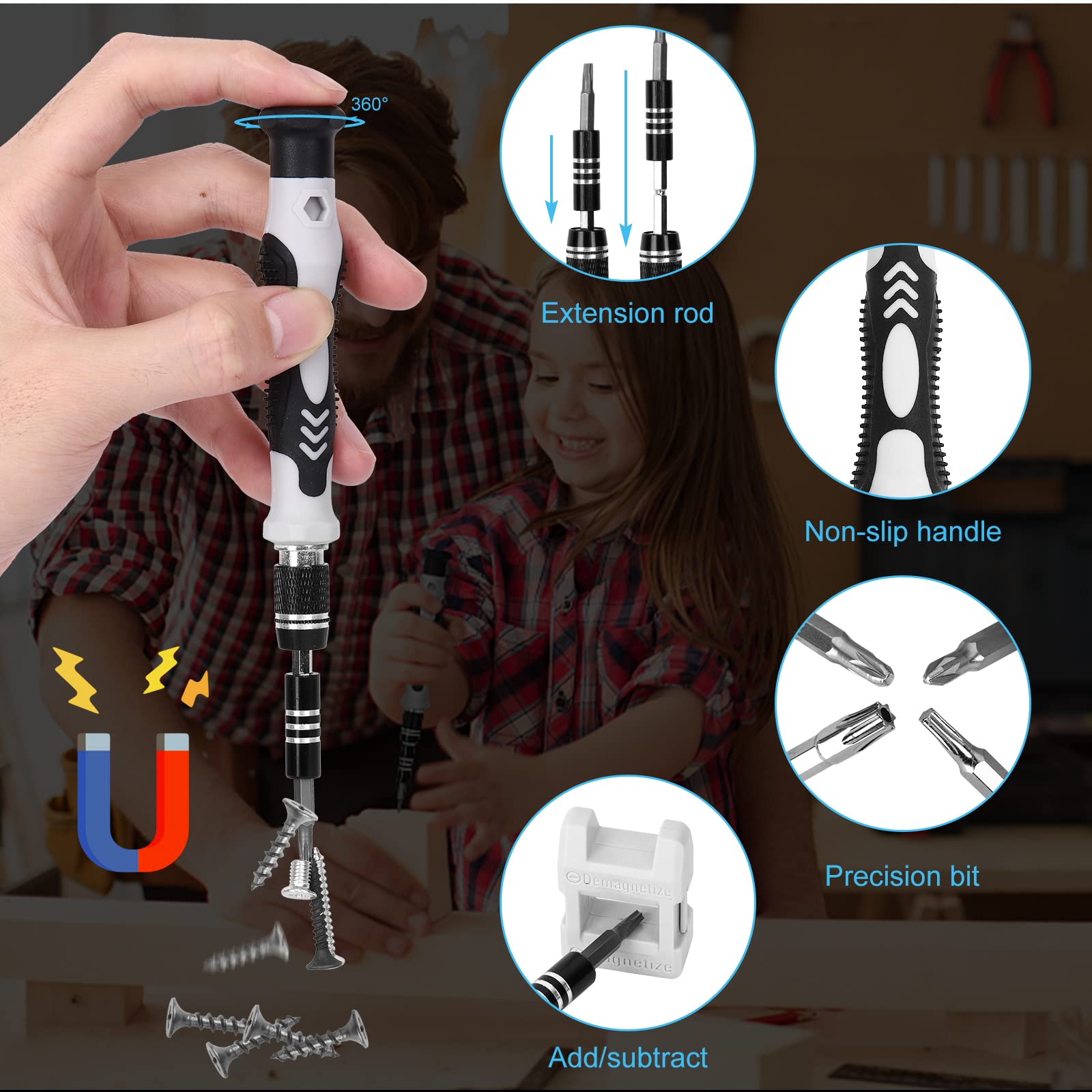 Precision Screwdriver Set 122-Piece with Magnetic Bits - UrbanX Professional DIY Electronics Repair Tool Kit for iPhone, Samsung, Google Pixel 3a - Perfect for Phone, Laptop, Watch & Small Appliance Repairs