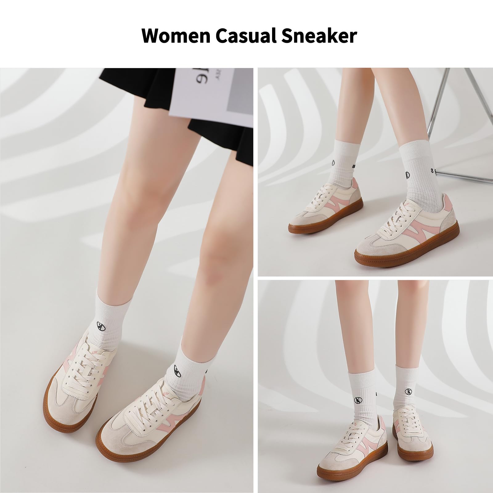 Somiliss Women's Casual Sneakers - Breathable Non-Slip Walking Shoes | Microfiber Leather & Suede Fabric 3-in-1 Upper | Comfortable Flats for Tennis, Workout & Daily Wear | Perfect for Office, Gym & Outdoor Activities