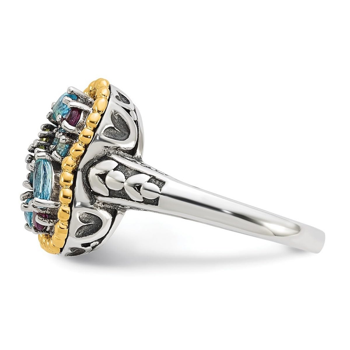 14K Gold Plated 925 Sterling Silver 1.59ct Multi-Gemstone Ring - Size 6 Women's Jewelry Gift for Anniversary, Birthday & Special Occasions