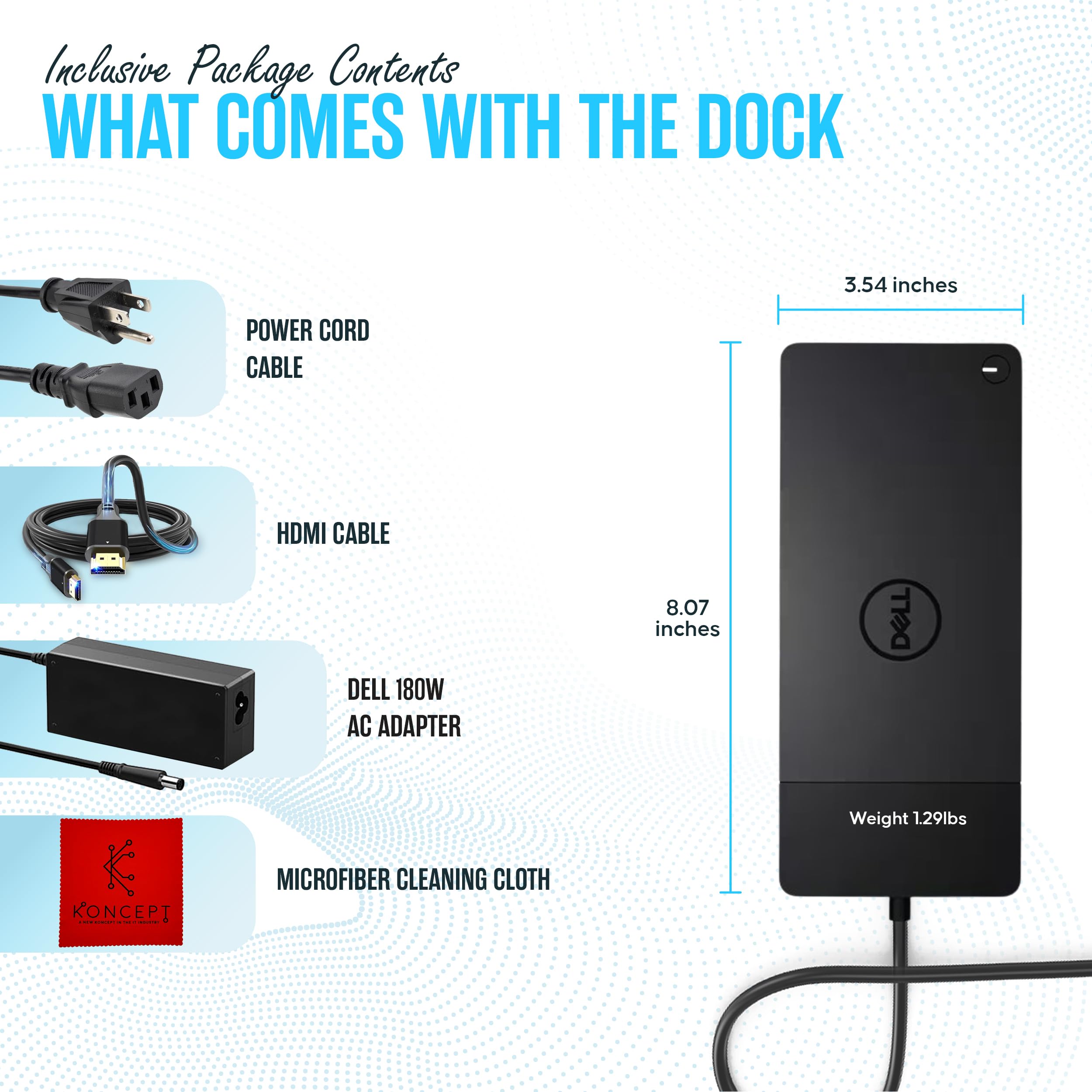Dell WD19 USB-C Docking Station - Dual Monitor Dock with 180W Power Adapter, HDMI & DisplayPort - Compatible with Dell Laptops | Perfect for Home Office & Remote Work Setup