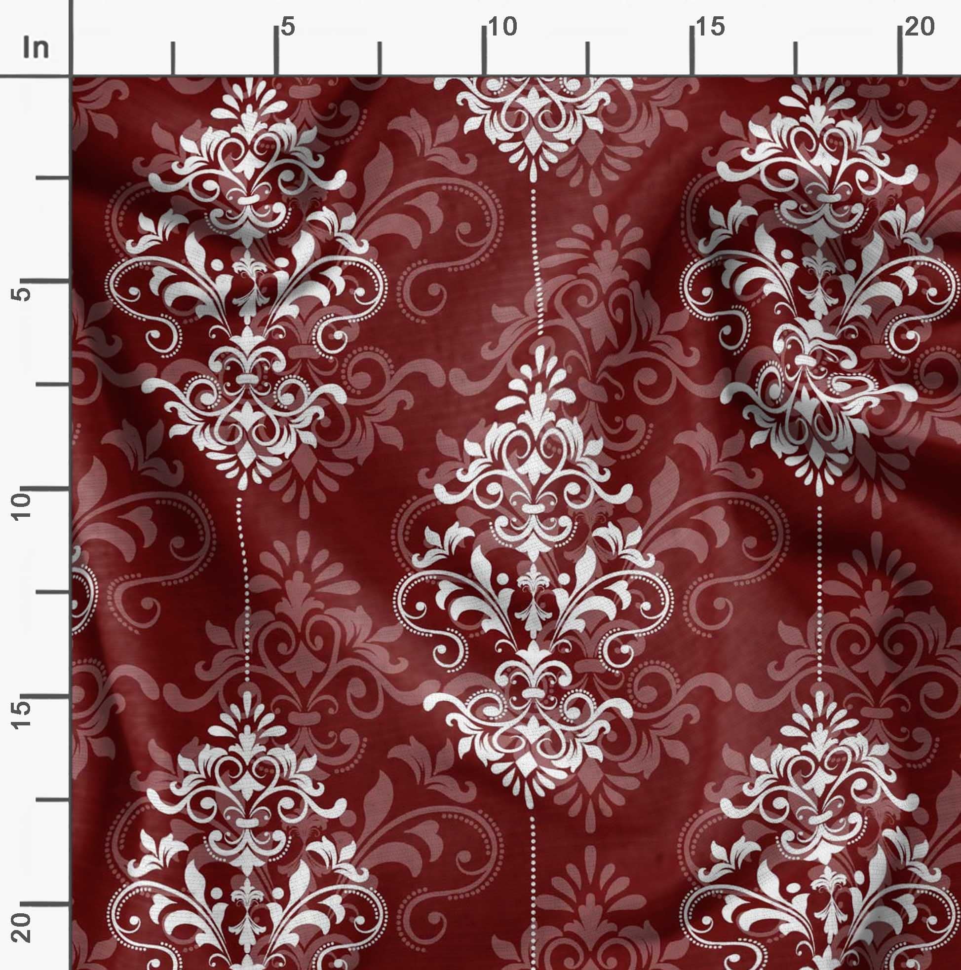 Soimoi Moss Georgette Brown Fabric by The Yard - 42 Inch Wide Filigree Damask Print Material for Dresses, Curtains & DIY Projects - Elegant Printed Fabric for Sewing, Crafting & Home Decor