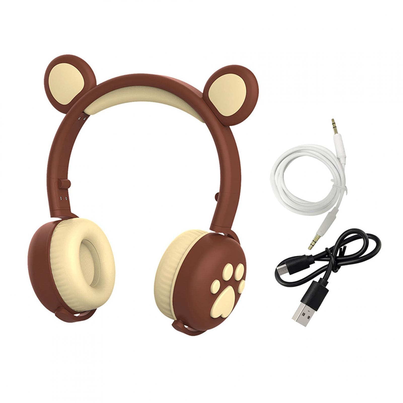 Wireless LED Bear Ear Headphones with Noise Cancelling - Cute Bluetooth Over-Ear Headset for Girls, Teens & Kids - Perfect for Gaming, Music, Travel & Cosplay