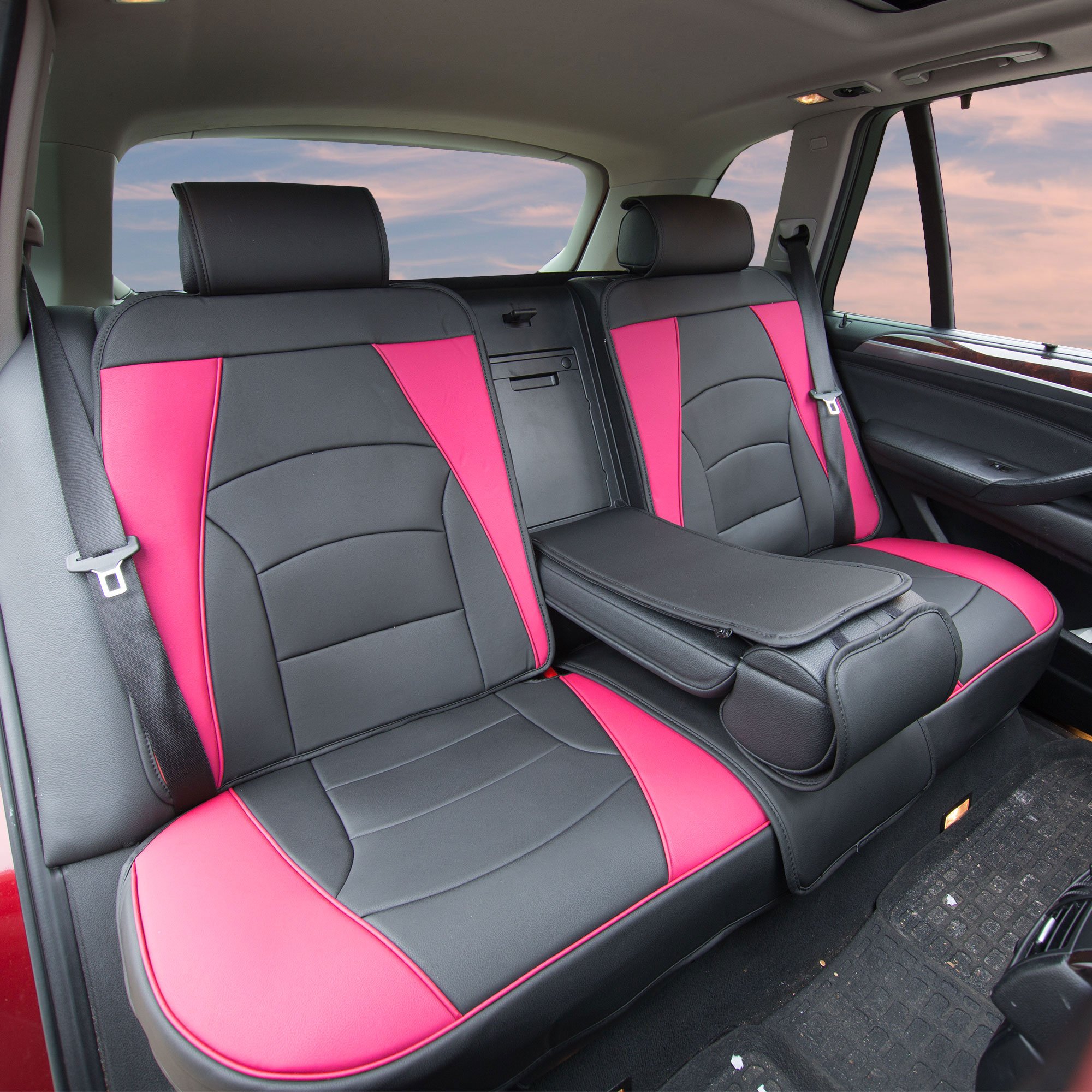 FH Group Pink Deluxe Leatherette Car Seat Cover - Universal Fit Waterproof Seat Protector for Cars, Trucks & SUVs | Premium Auto Accessories for Comfort & Style | Perfect for Daily Commute, Road Trips & Family Travel